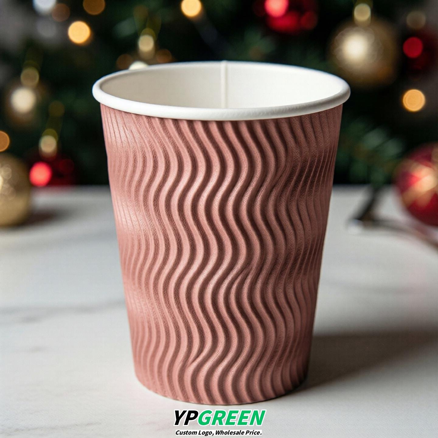 Rose Pink Embossed Paper Cups 10oz/12oz/16oz/20oz/22oz