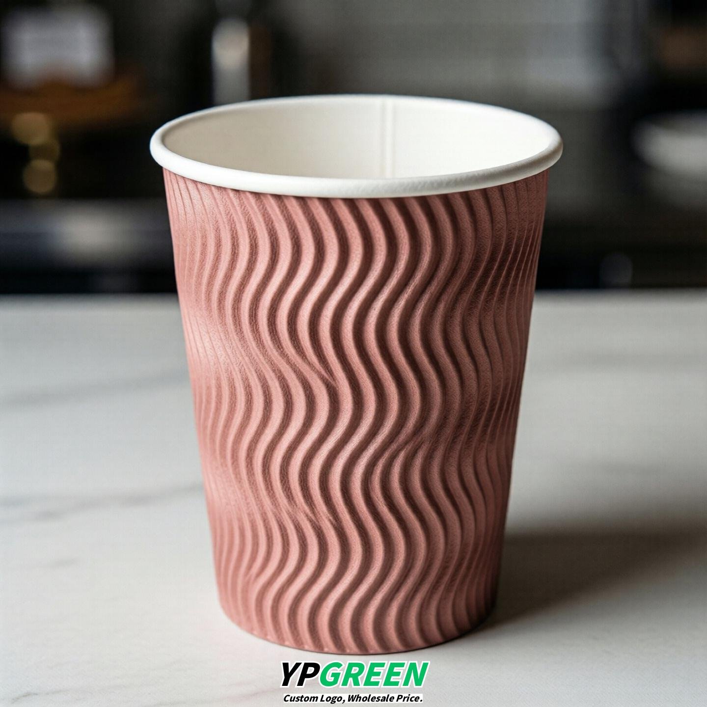 Rose Pink Embossed Paper Cups 10oz/12oz/16oz/20oz/22oz