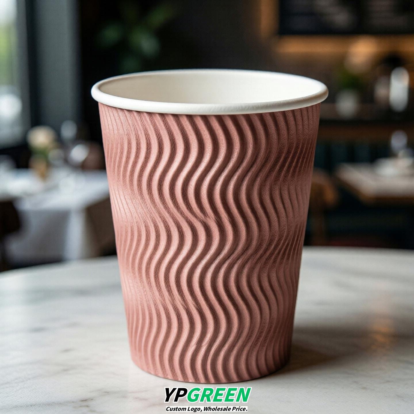Rose Pink Embossed Paper Cups 10oz/12oz/16oz/20oz/22oz