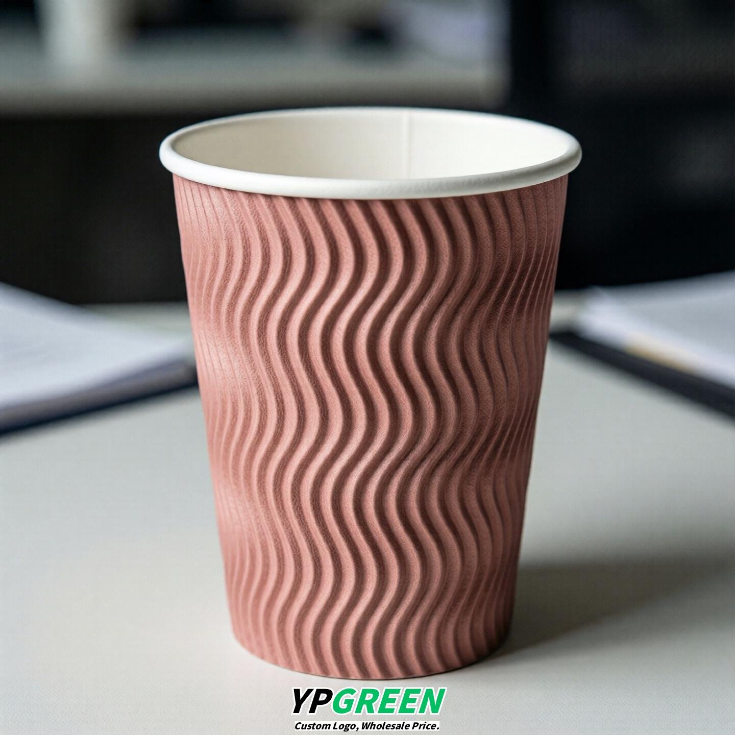 Rose Pink Embossed Paper Cups 10oz/12oz/16oz/20oz/22oz