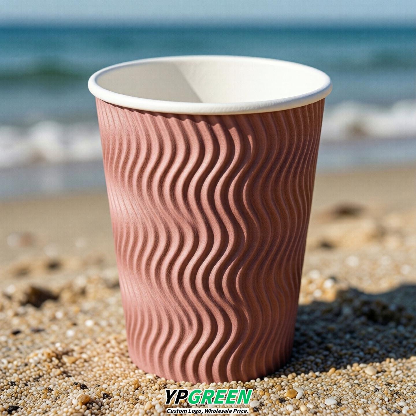 Rose Pink Embossed Paper Cups 10oz/12oz/16oz/20oz/22oz