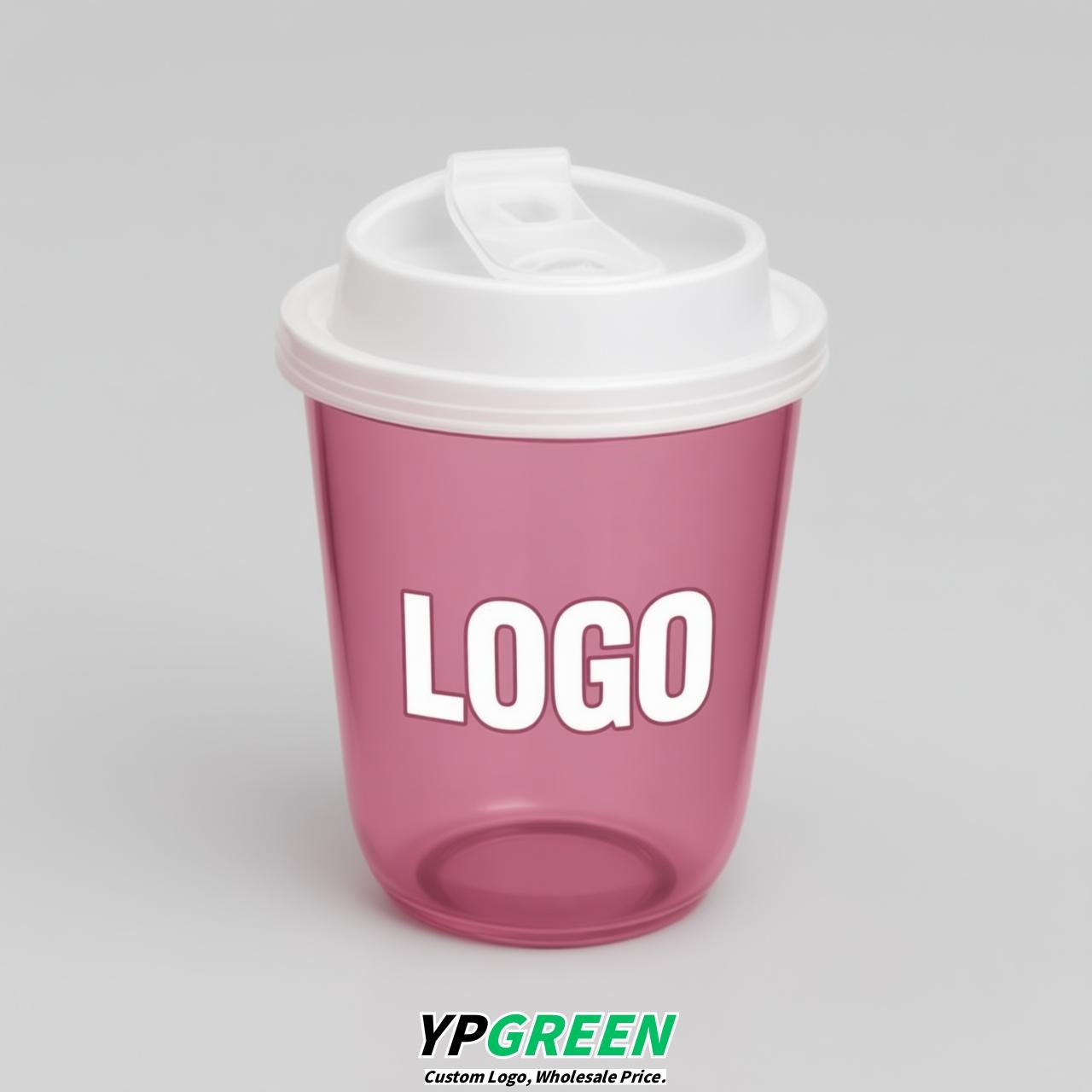 Rose Pink U Shape Cups with Lid - Custom Logo PP & PET Plastic Disposable