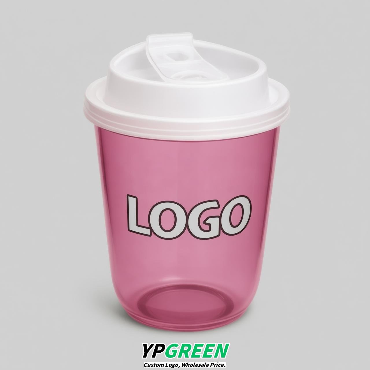 Rose Pink U Shape Cups with Lid - Custom Logo PP & PET Plastic Disposable