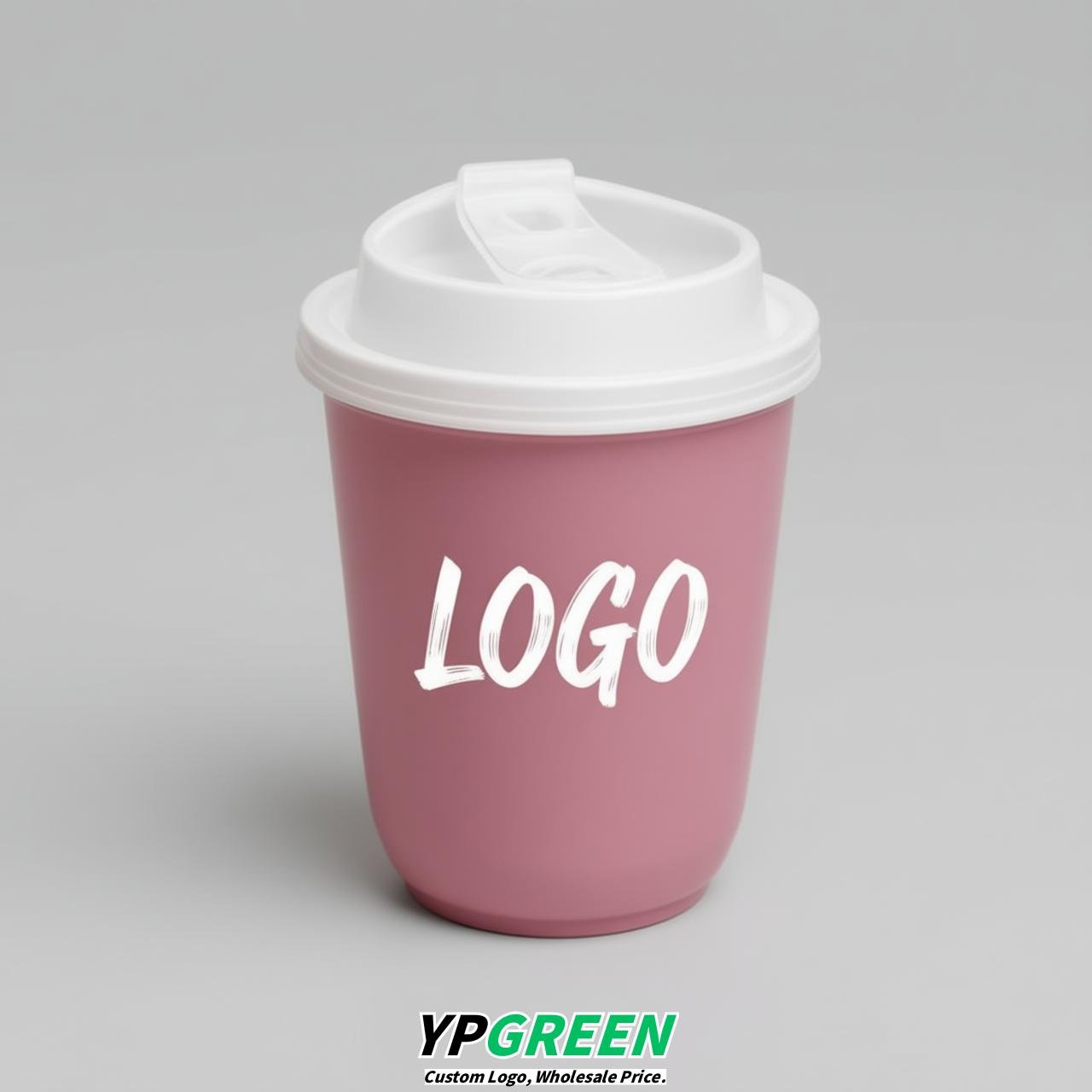 Rose Pink U Shape Cups with Lid - Custom Logo PP & PET Plastic Disposable