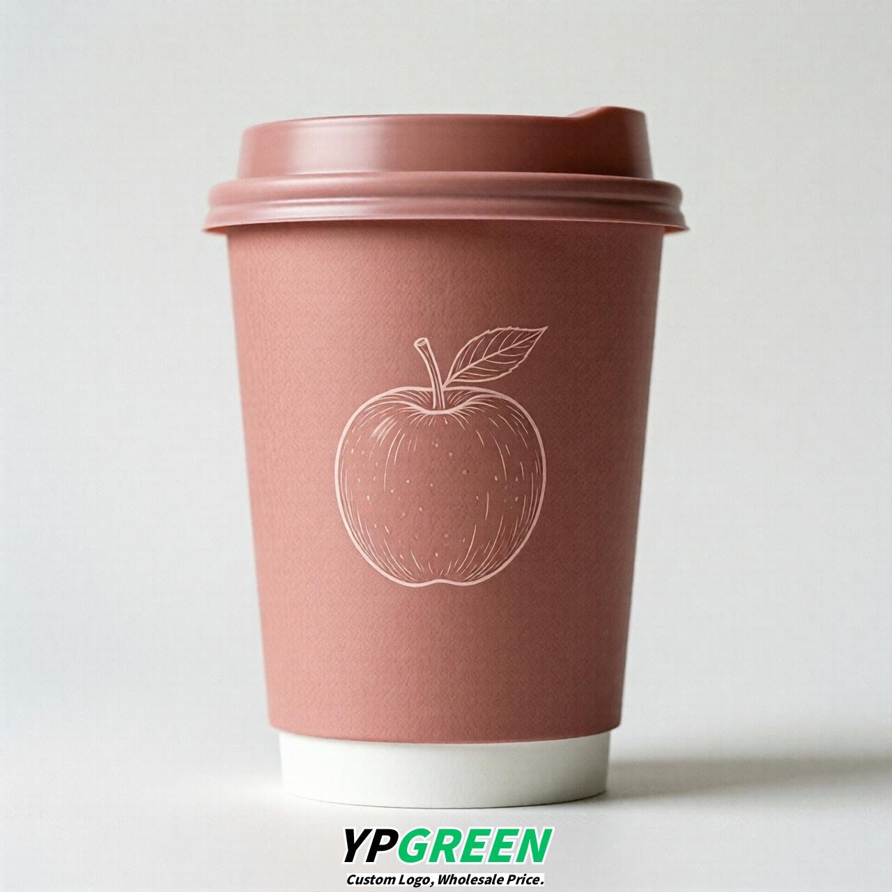 Rose Pink Fruits Paper Cups with Lids 8-24oz