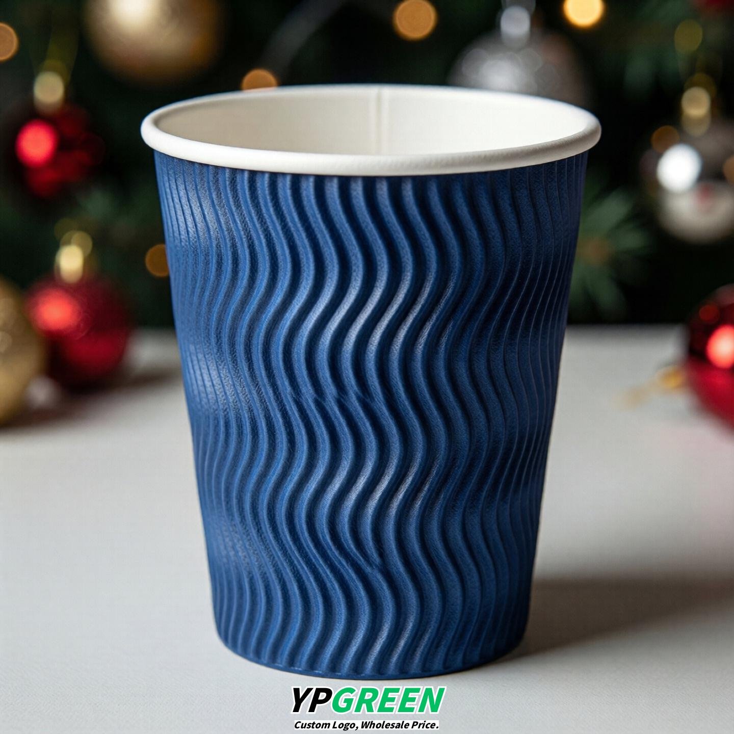 Embossed Raised Paper Coffee Cups – 10oz / 12oz Disposable Hot Drink Cups with Full Texture Finish