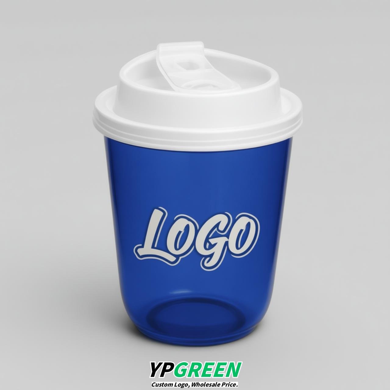 Royal Blue U Shape Cups with Lid - Custom Logo PP & PET Plastic Disposable