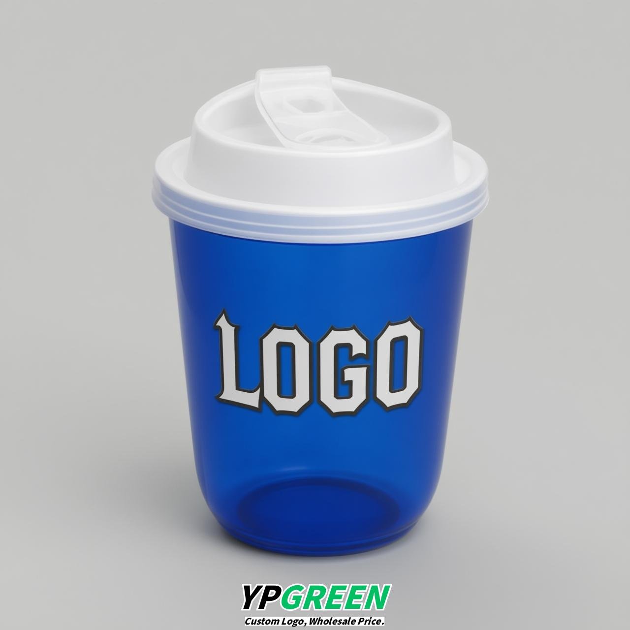 Royal Blue U Shape Cups with Lid - Custom Logo PP & PET Plastic Disposable