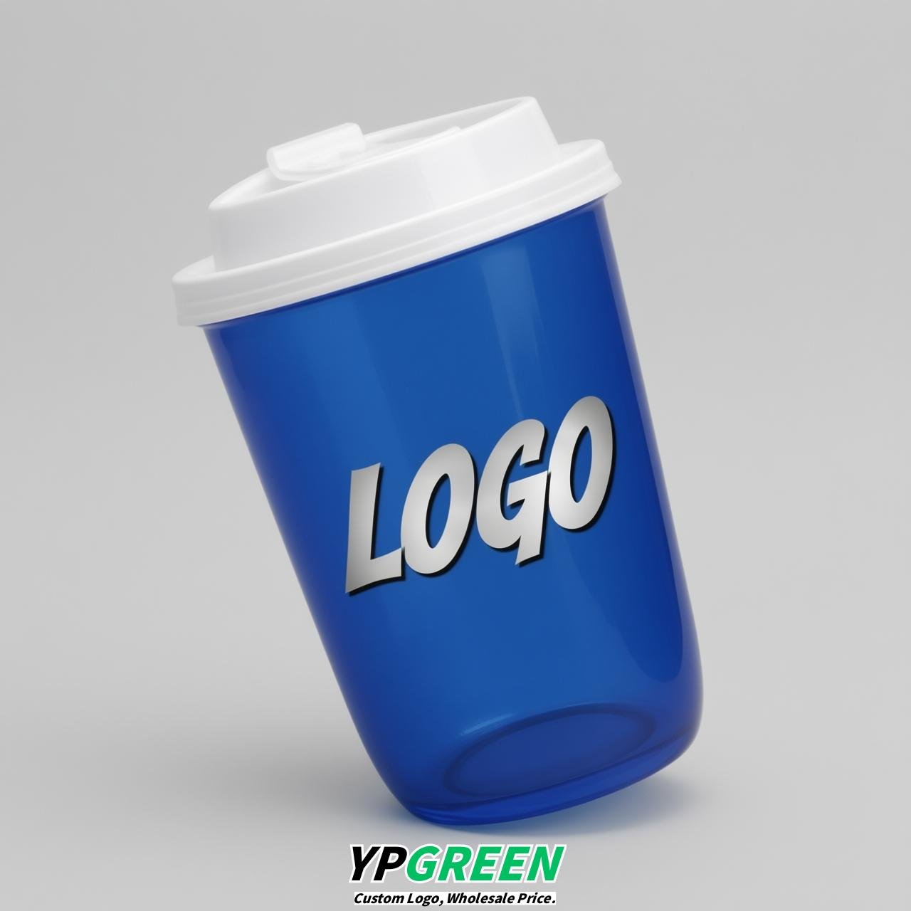 Royal Blue U Shape Cups with Lid - Custom Logo PP & PET Plastic Disposable