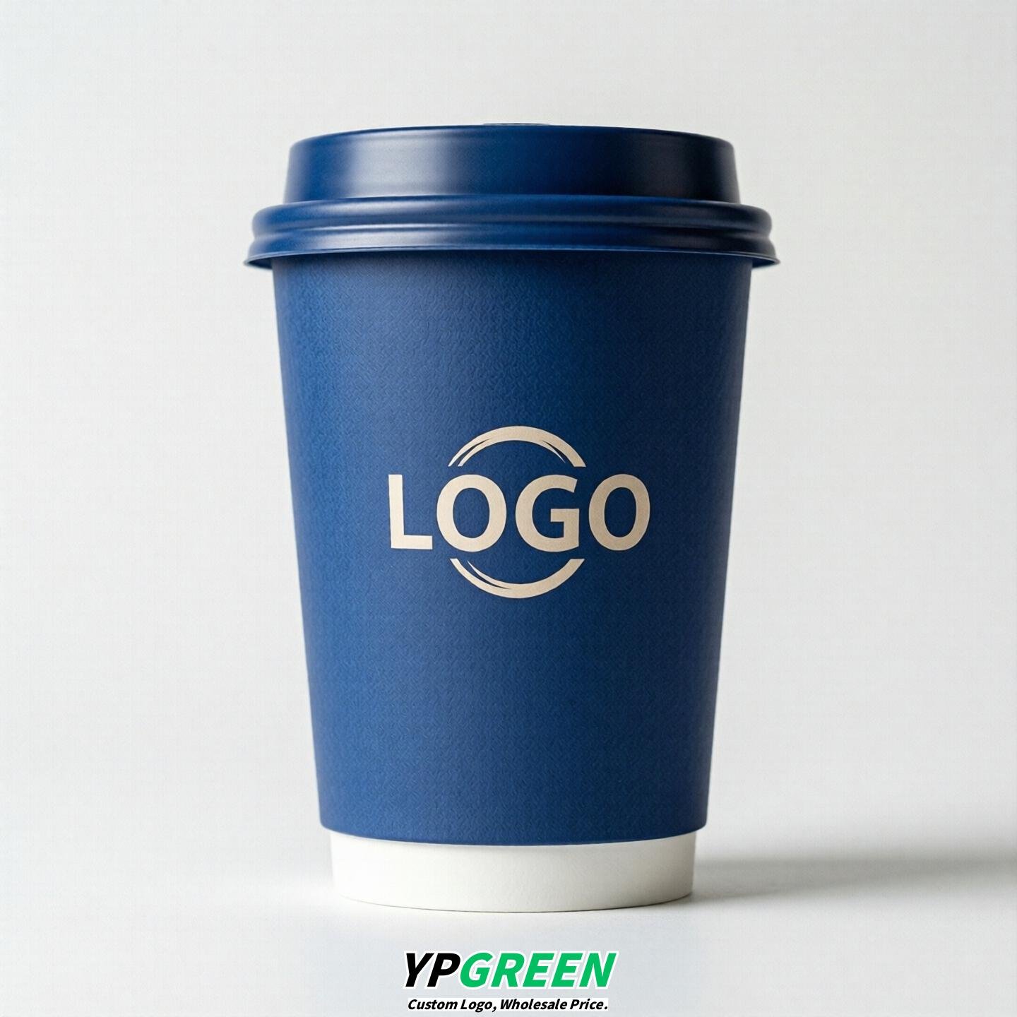 Royal Blue Custom Logo Paper Cups: 8-24oz & Double Wall