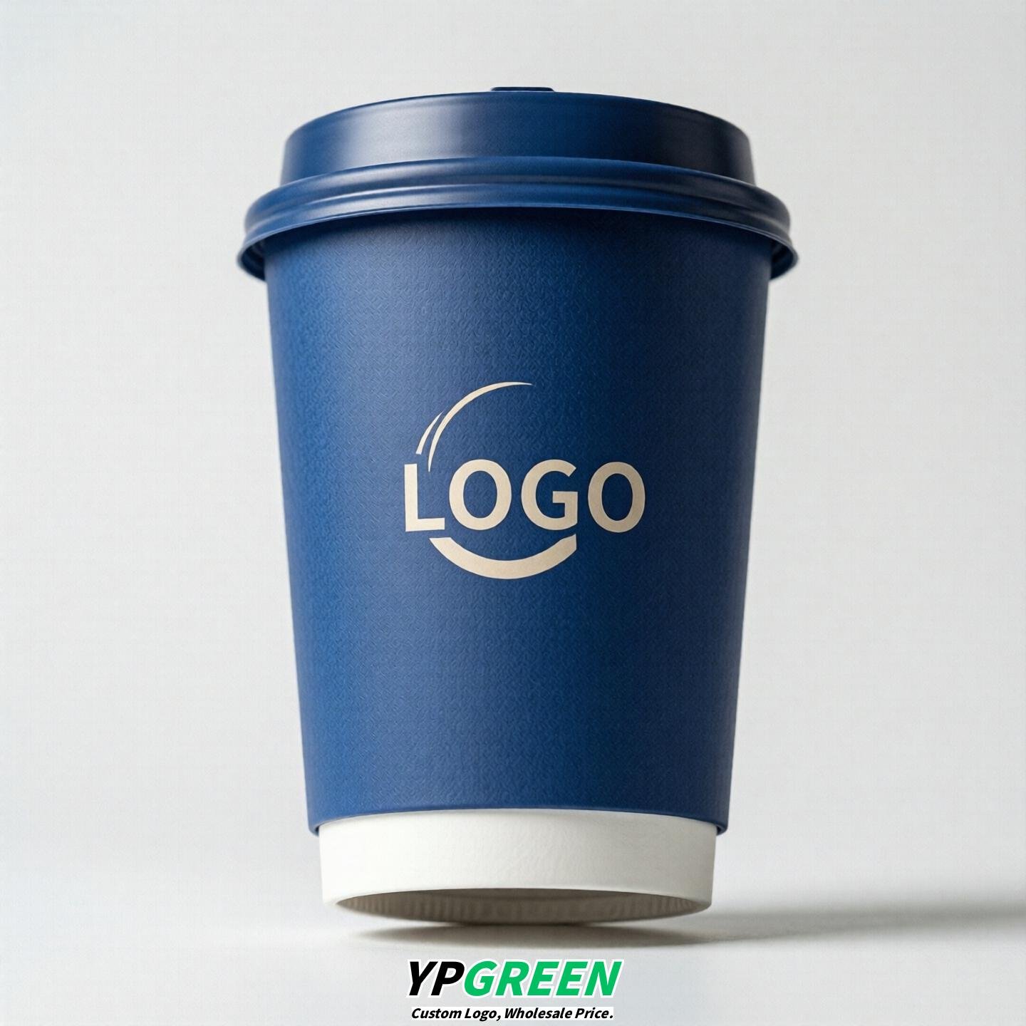 Royal Blue Custom Logo Paper Cups: 8-24oz & Double Wall