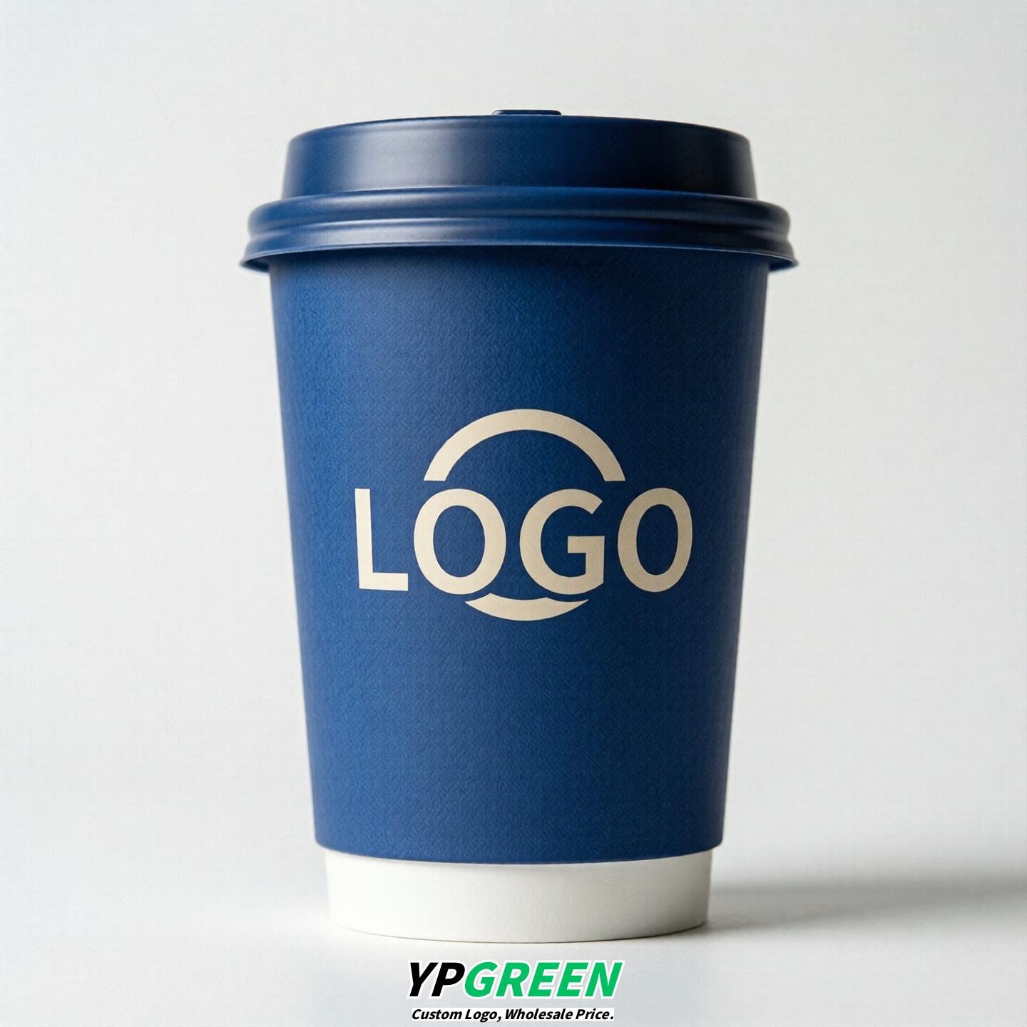 Royal Blue Custom Logo Paper Cups: 8-24oz & Double Wall