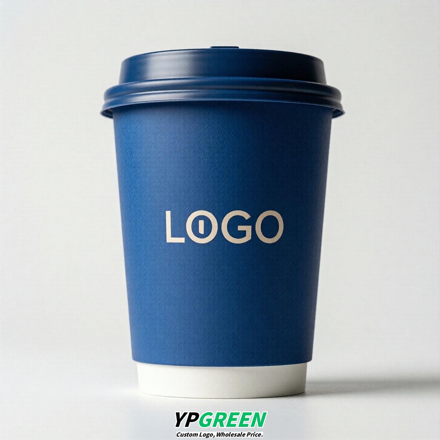 Royal Blue Custom Logo Paper Cups: 8-24oz & Double Wall