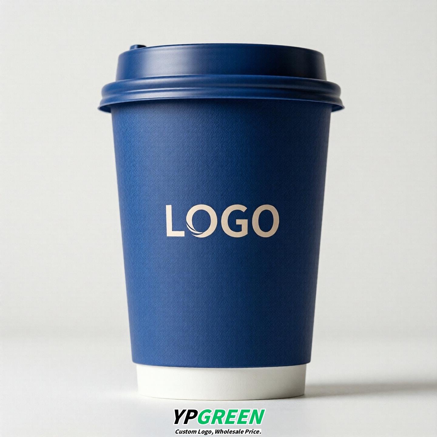 Royal Blue Custom Logo Paper Cups: 8-24oz & Double Wall