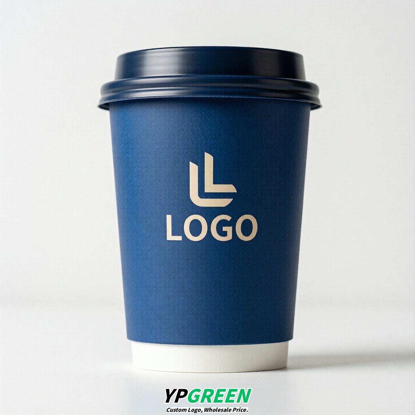 Royal Blue Custom Logo Paper Cups: 8-24oz & Double Wall