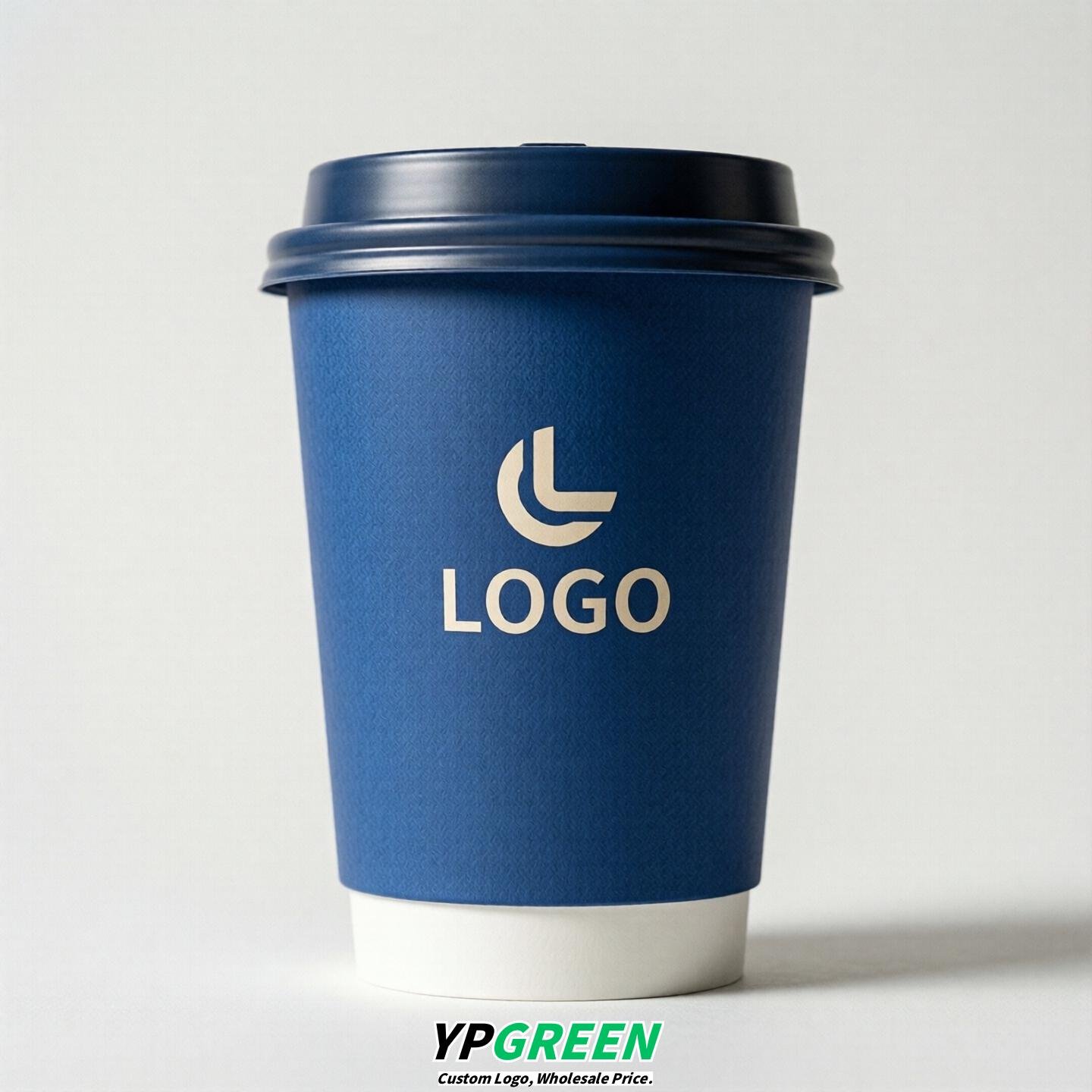 Royal Blue Custom Logo Paper Cups: 8-24oz & Double Wall