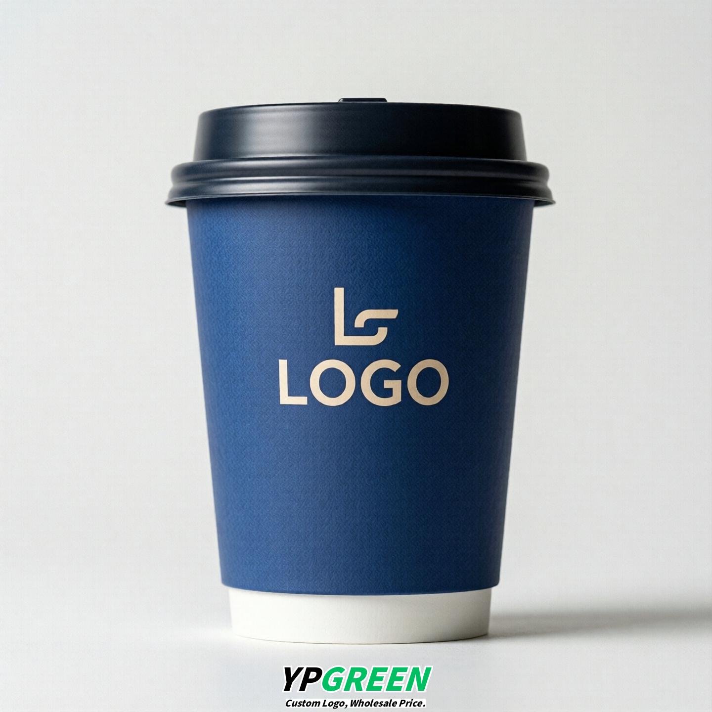 Royal Blue Custom Logo Paper Cups: 8-24oz & Double Wall