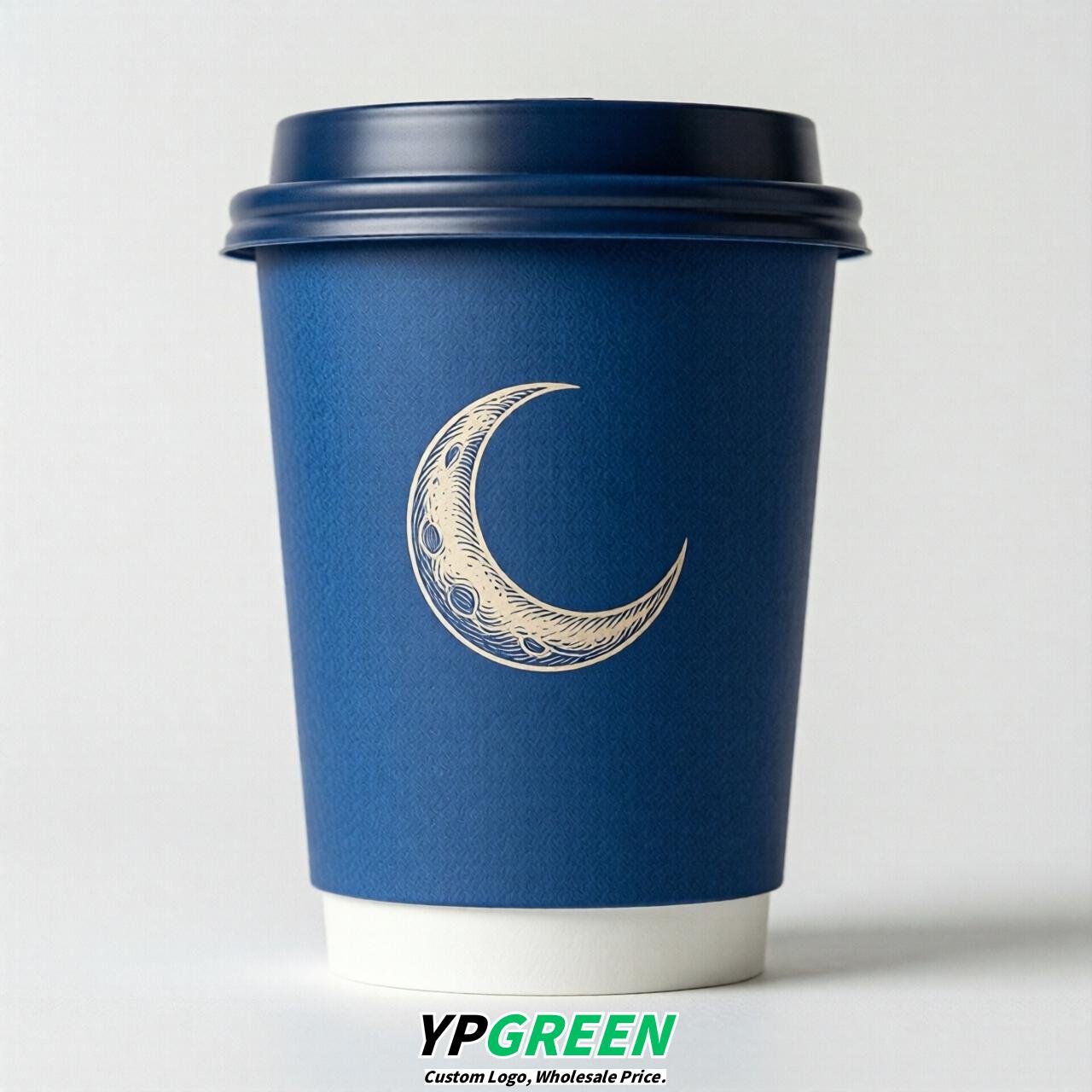 Royal Blue Moon Paper Cups with Lids 8-24oz