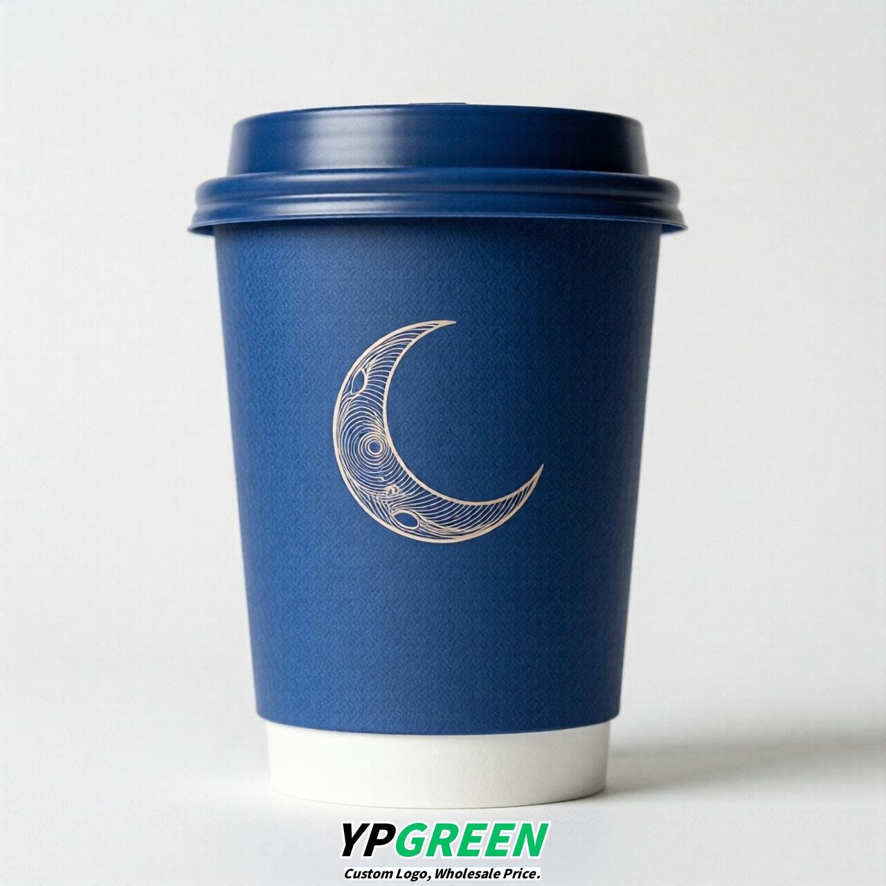 Royal Blue Moon Paper Cups with Lids 8-24oz