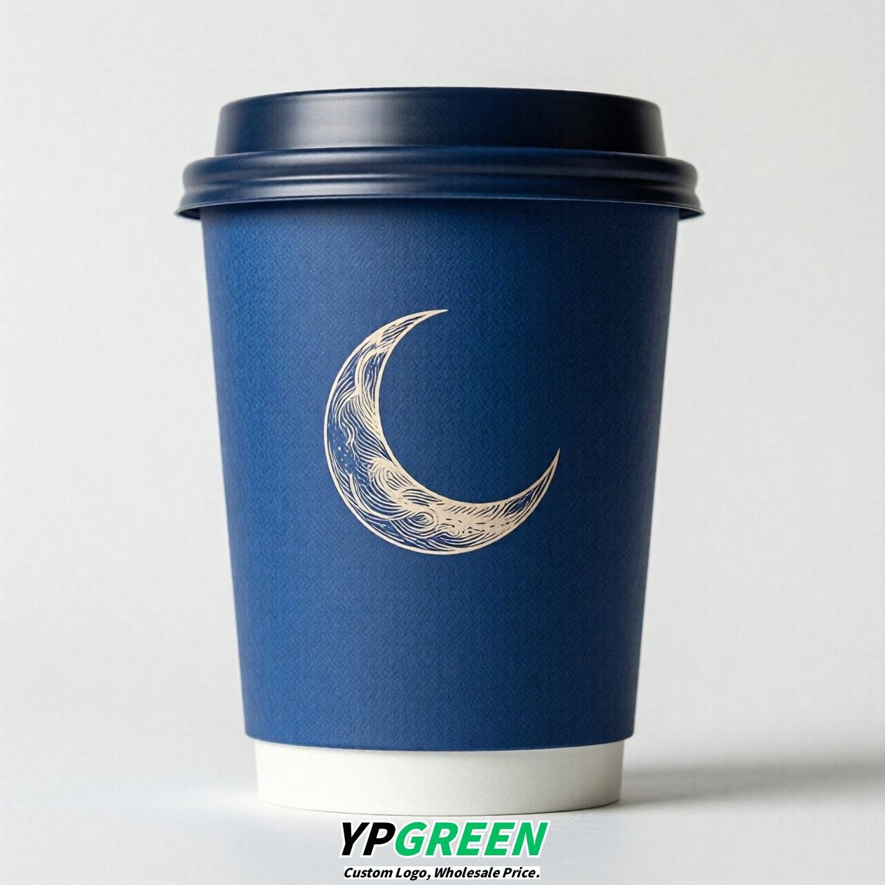 Royal Blue Moon Paper Cups with Lids 8-24oz