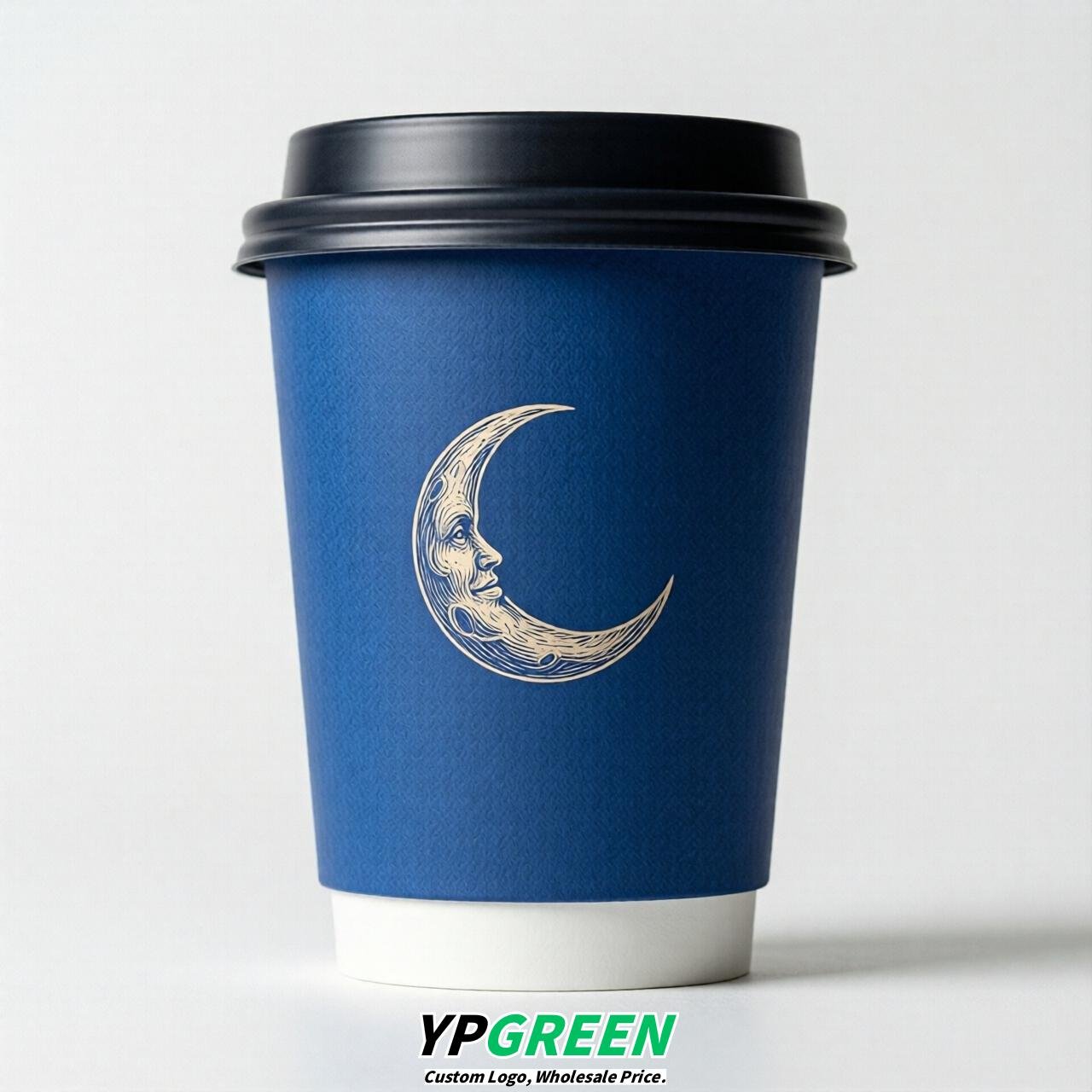 Royal Blue Moon Paper Cups with Lids 8-24oz