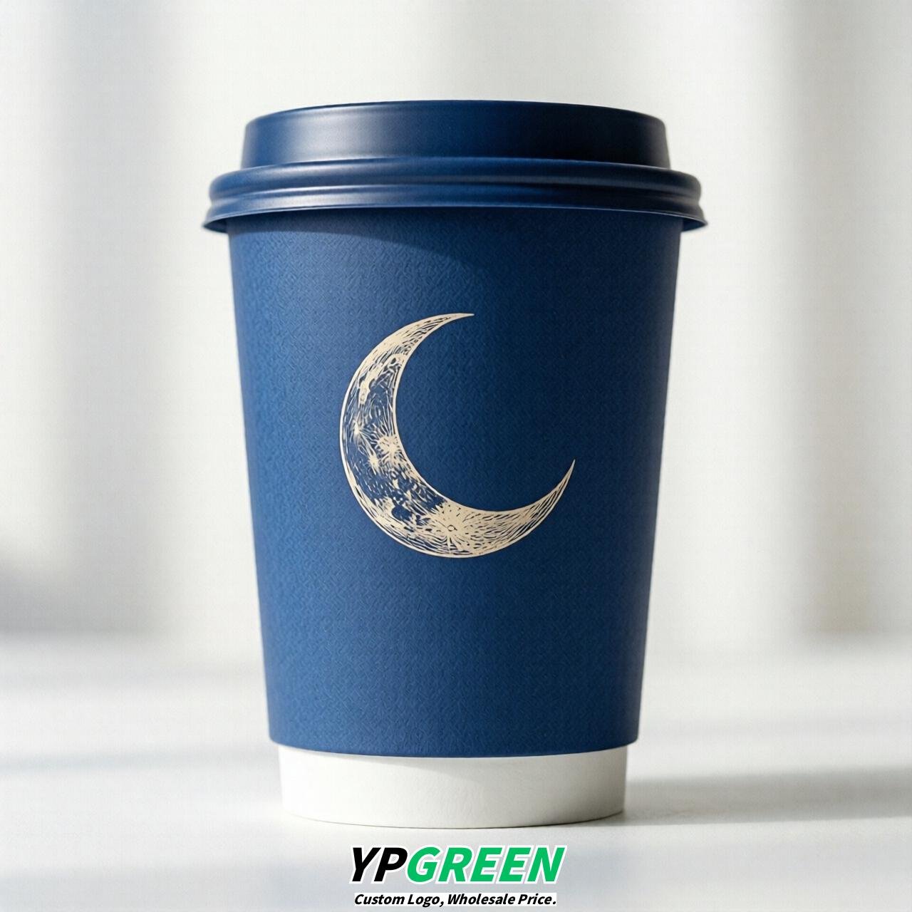 Royal Blue Moon Paper Cups with Lids 8-24oz