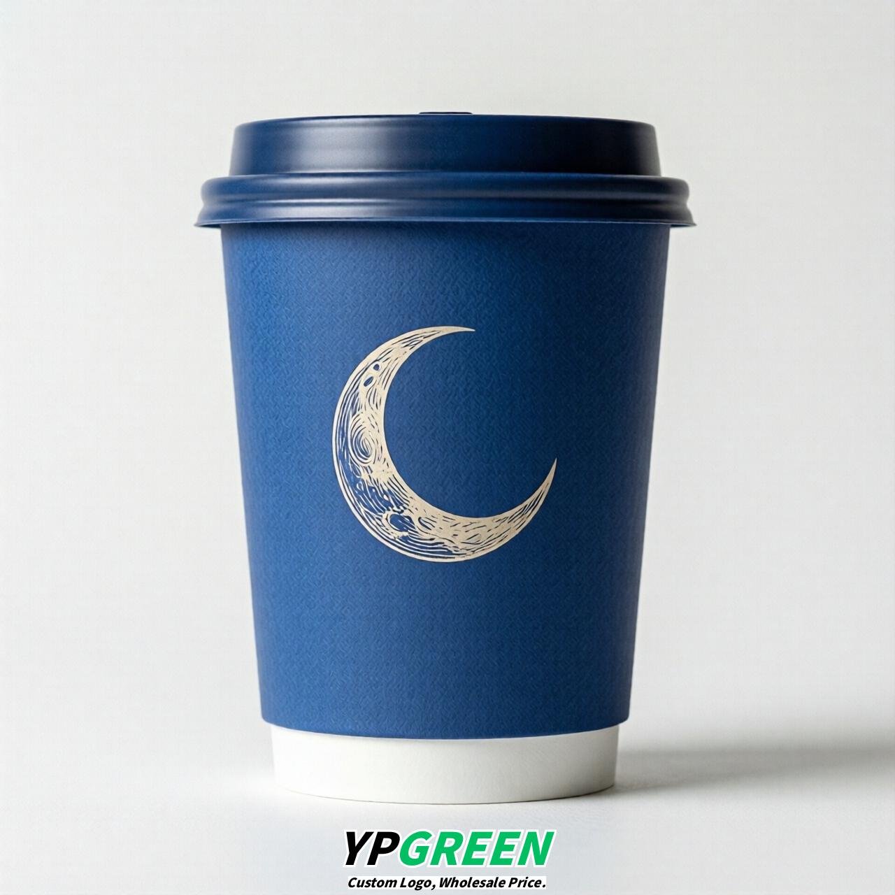 Royal Blue Moon Paper Cups with Lids 8-24oz
