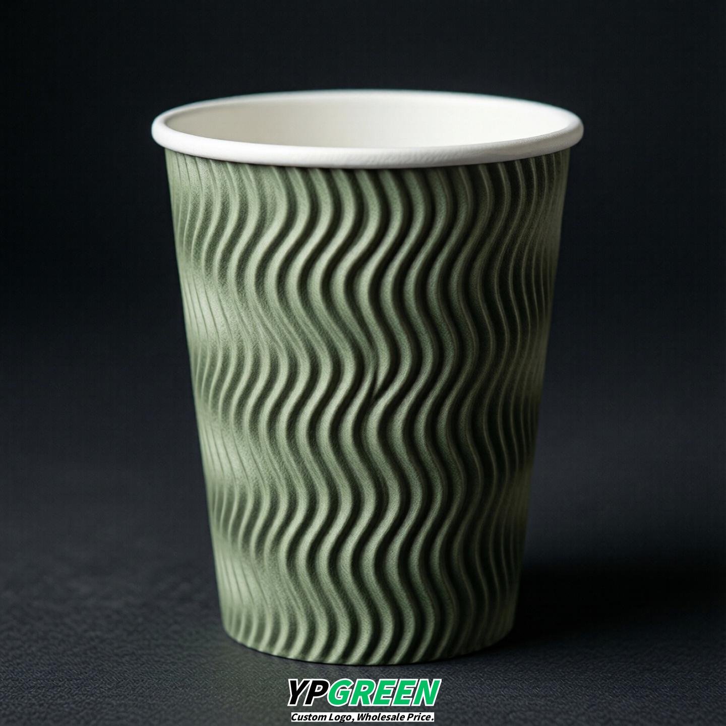 Sage Green Embossed Paper Cups 10oz/12oz/16oz/20oz/22oz