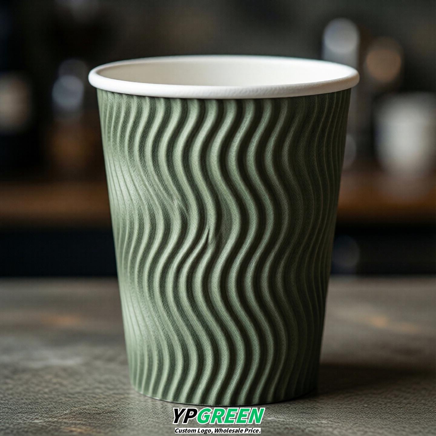 Sage Green Embossed Paper Cups 10oz/12oz/16oz/20oz/22oz