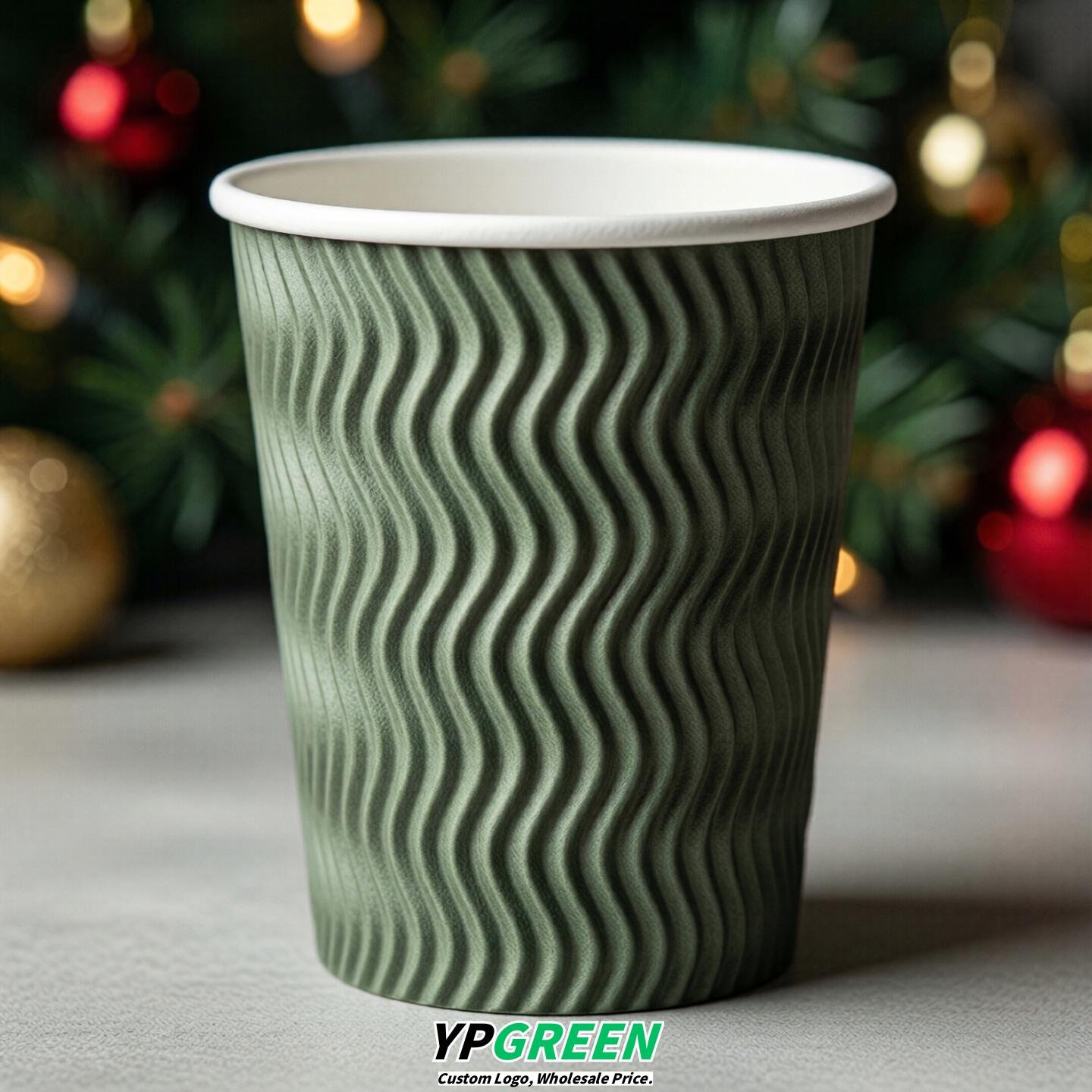 Embossed Raised Paper Coffee Cups – 10oz / 12oz Disposable Hot Drink Cups with Full Texture Finish