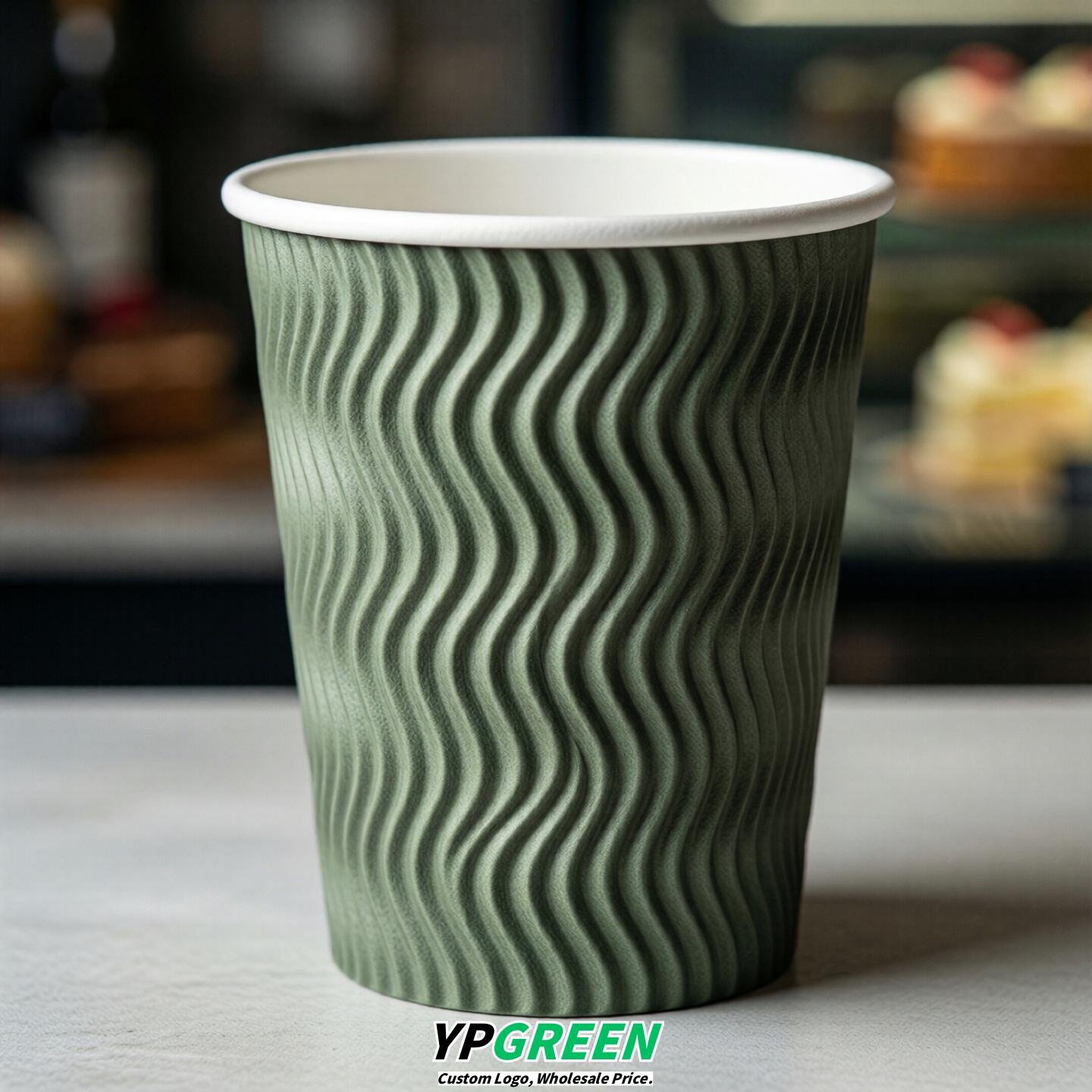 Sage Green Embossed Paper Cups 10oz/12oz/16oz/20oz/22oz
