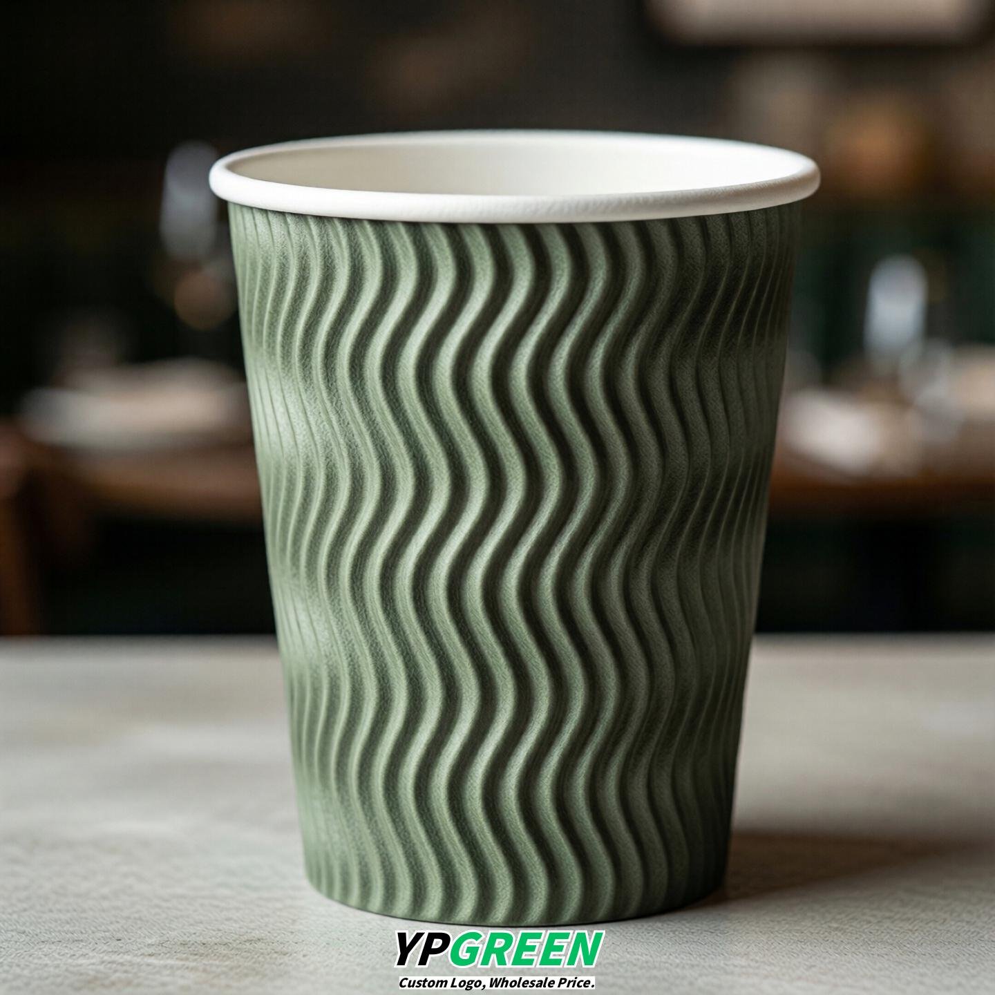 Sage Green Embossed Paper Cups 10oz/12oz/16oz/20oz/22oz
