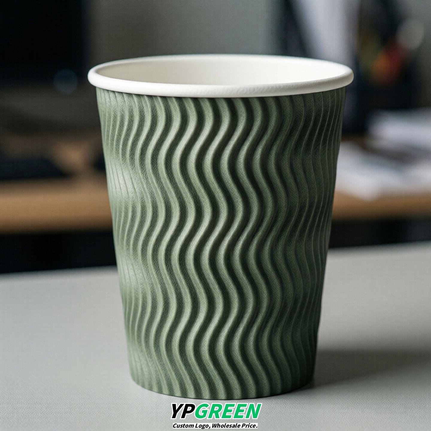 Sage Green Embossed Paper Cups 10oz/12oz/16oz/20oz/22oz