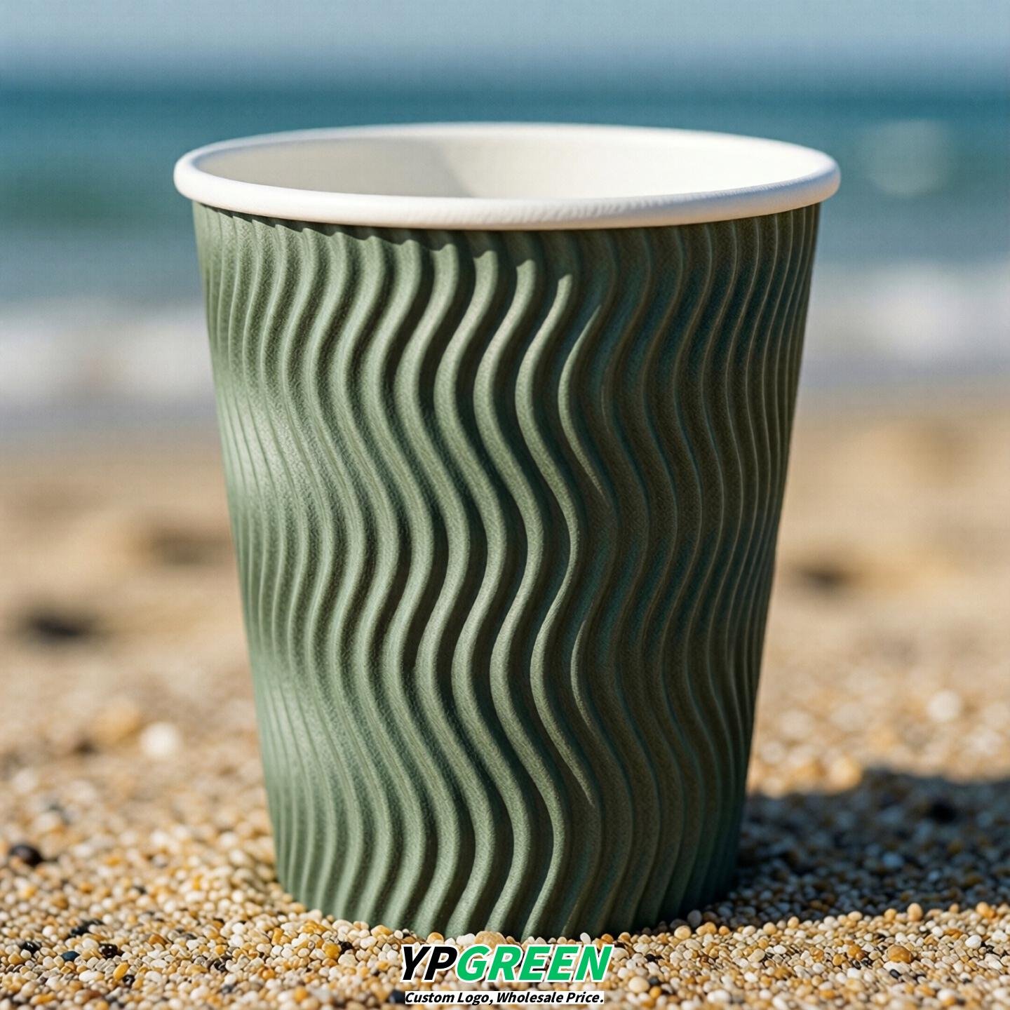 Sage Green Embossed Paper Cups 10oz/12oz/16oz/20oz/22oz