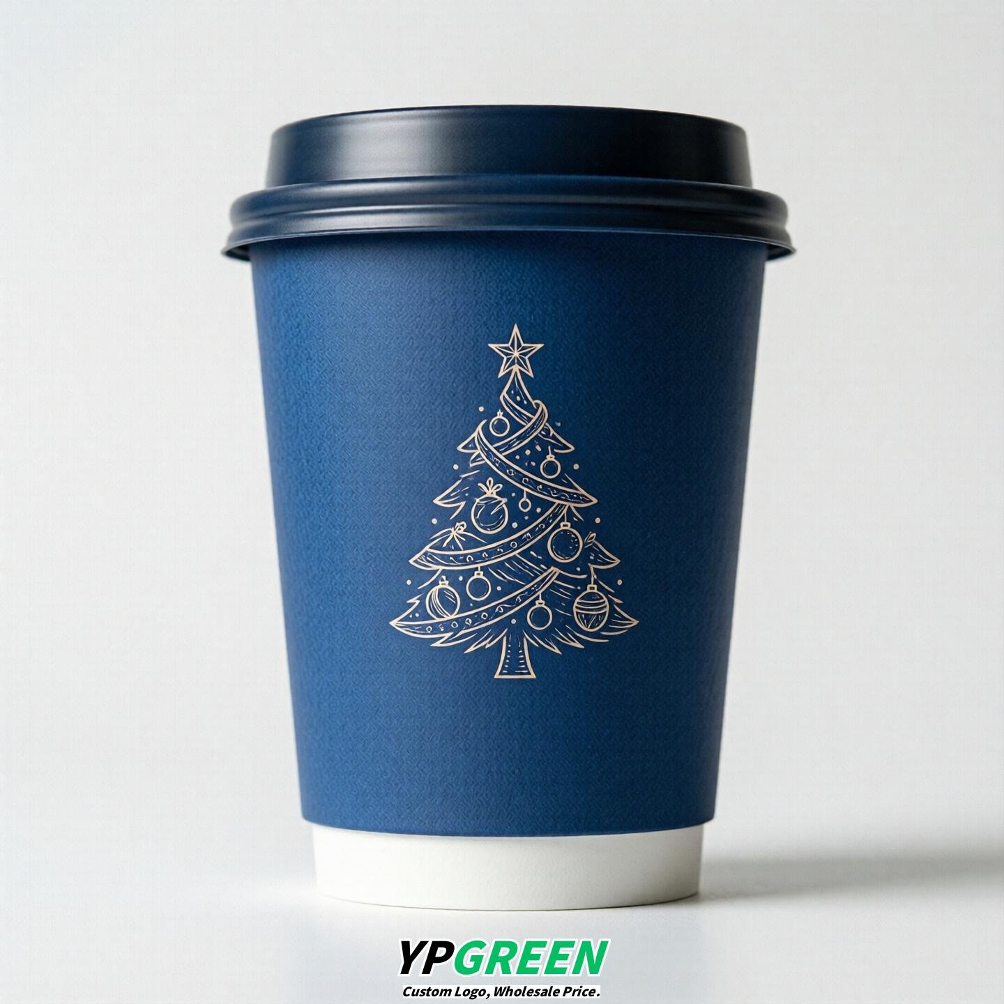 Sapphire Paper Cups with Christmas Design 8-24oz