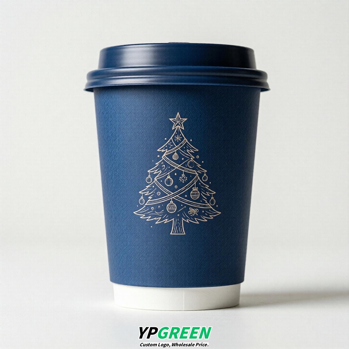 Sapphire Paper Cups with Christmas Design 8-24oz