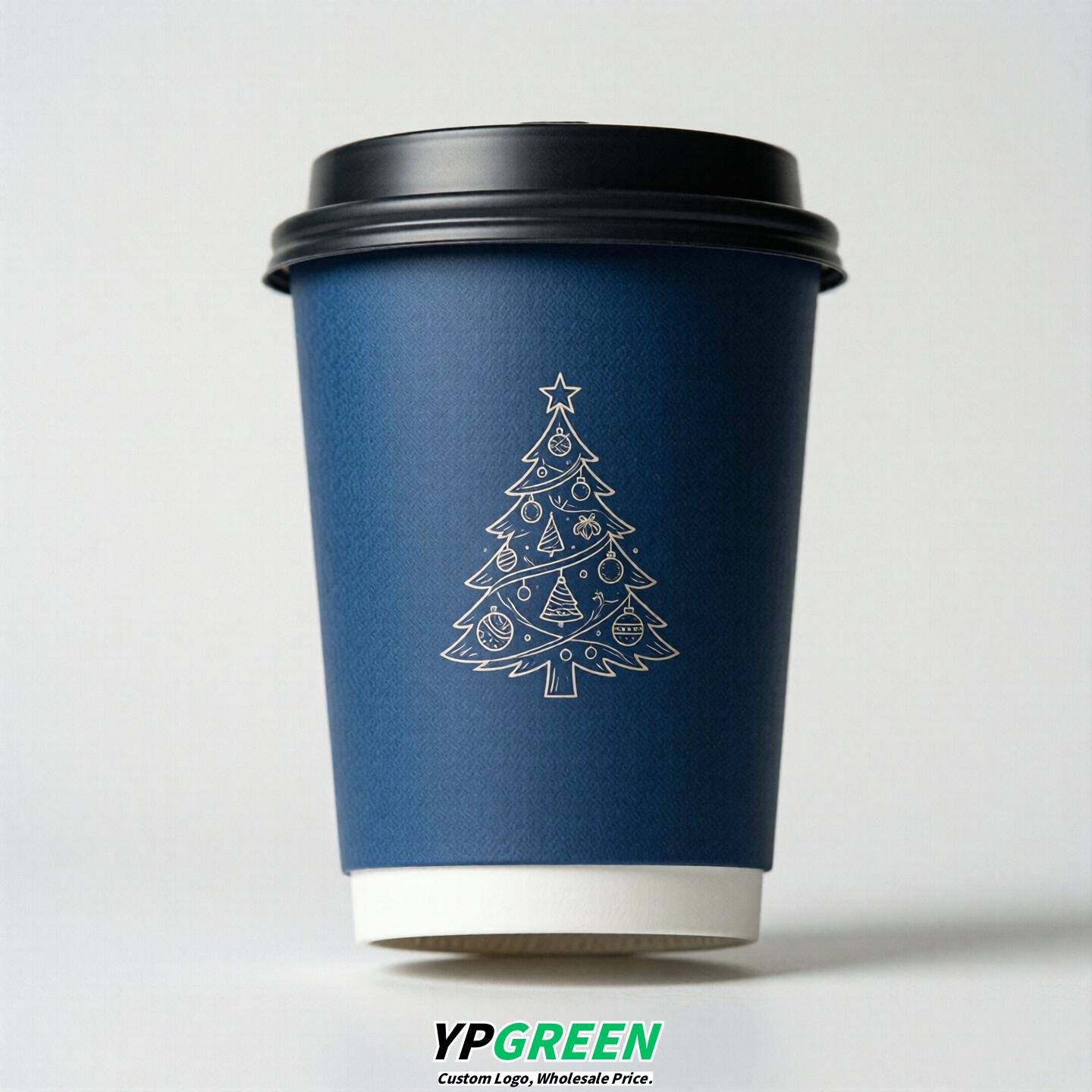 Sapphire Paper Cups with Christmas Design 8-24oz