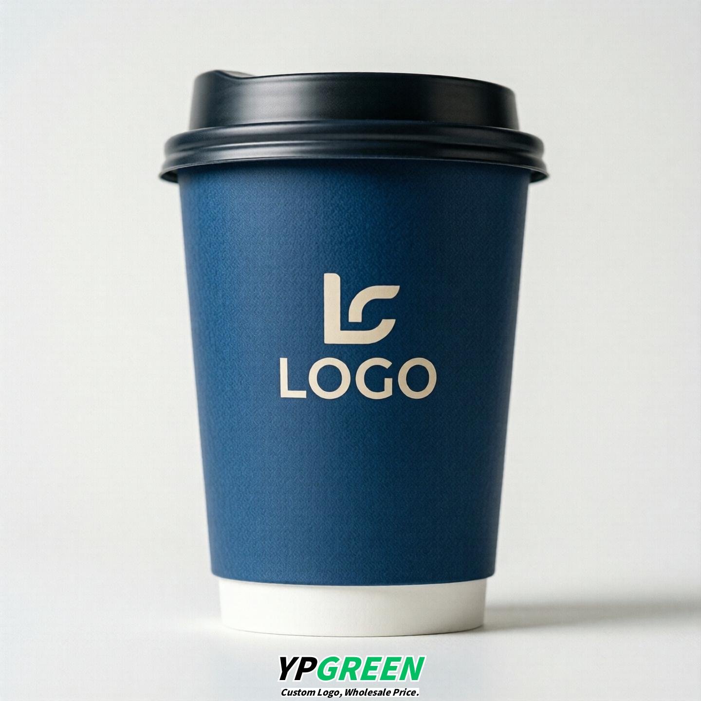 Sapphire Custom Logo Paper Cups: 8-24oz & Double Wall