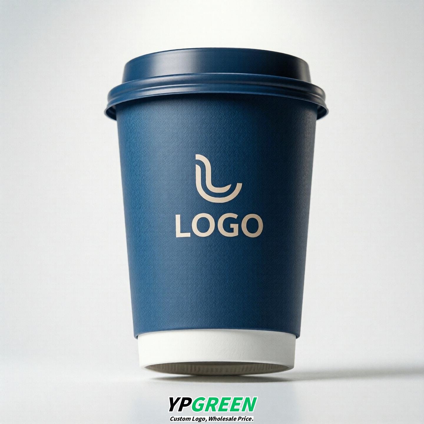 Sapphire Custom Logo Paper Cups: 8-24oz & Double Wall