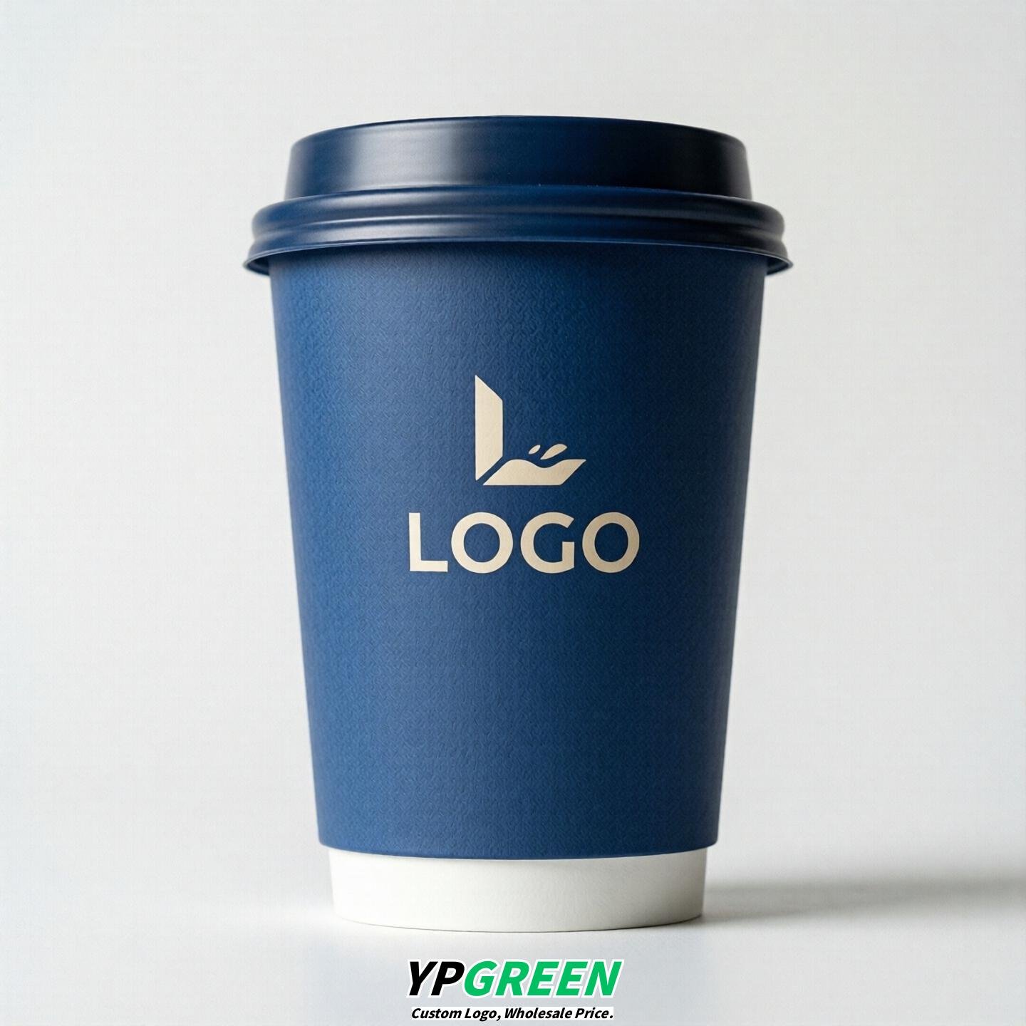 Sapphire Custom Logo Paper Cups: 8-24oz & Double Wall