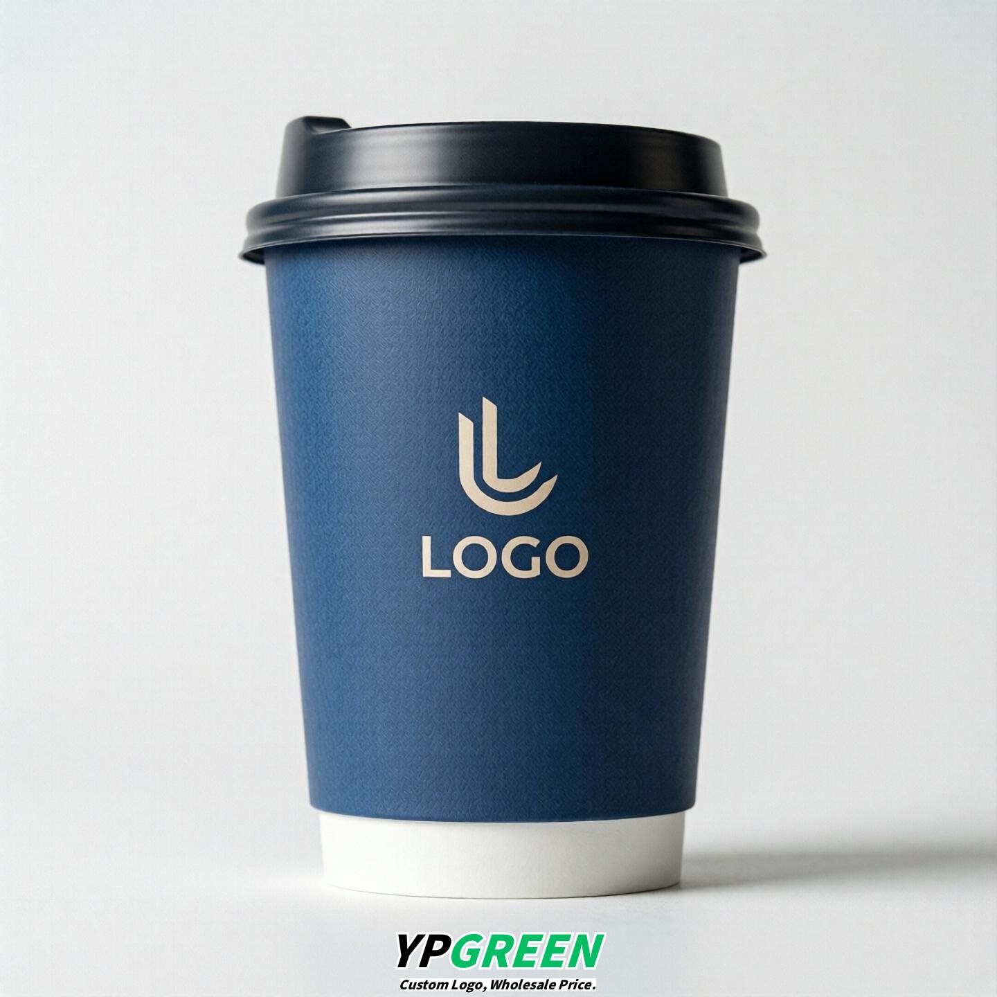 Sapphire Custom Logo Paper Cups: 8-24oz & Double Wall
