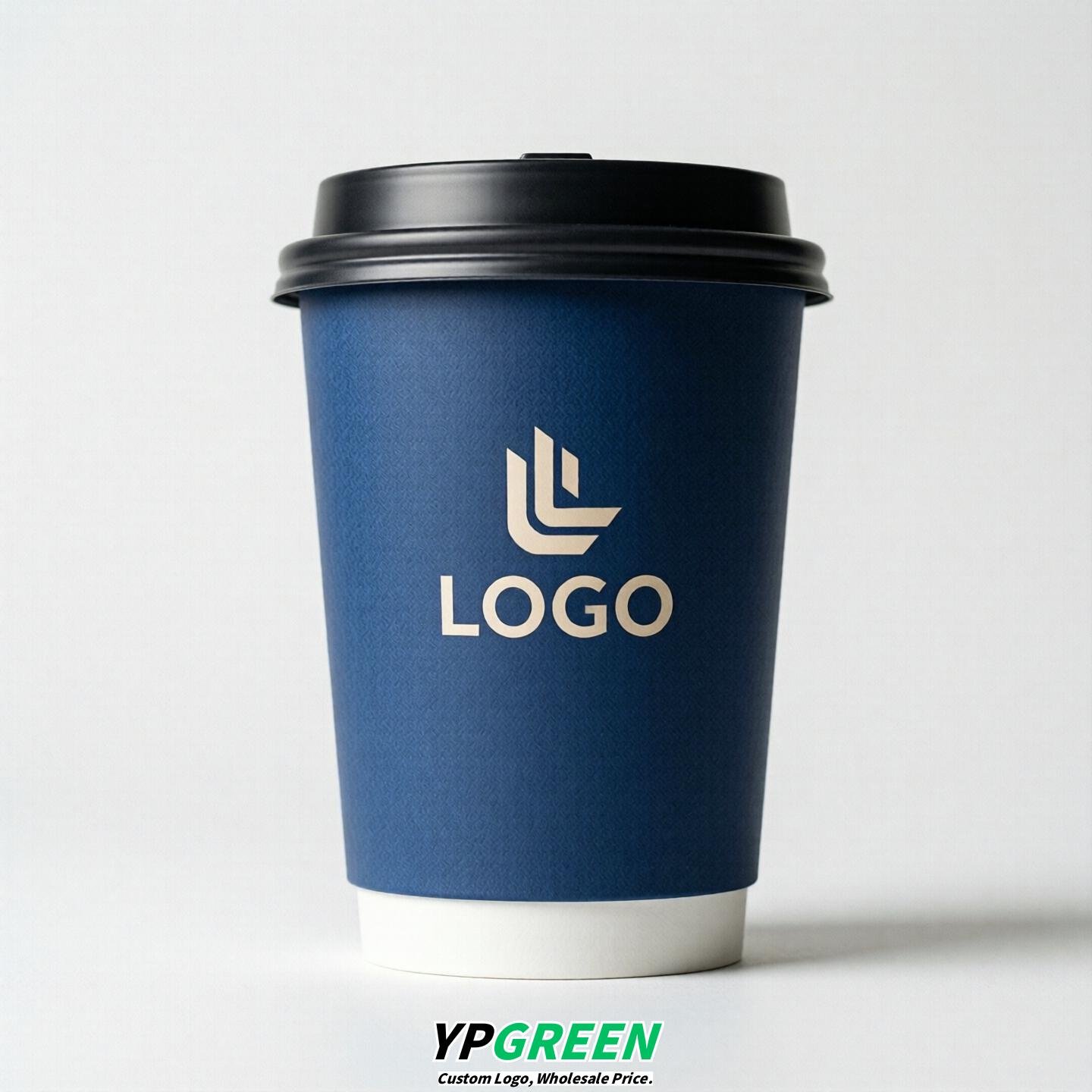 Sapphire Custom Logo Paper Cups: 8-24oz & Double Wall