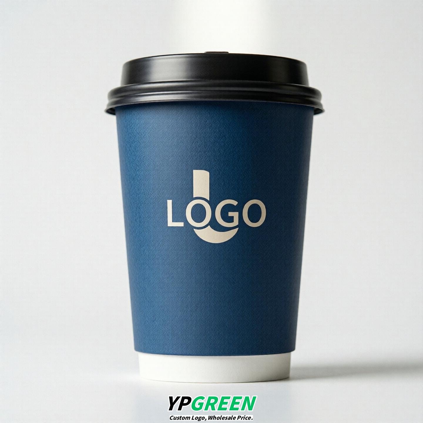 Sapphire Custom Logo Paper Cups: 8-24oz & Double Wall