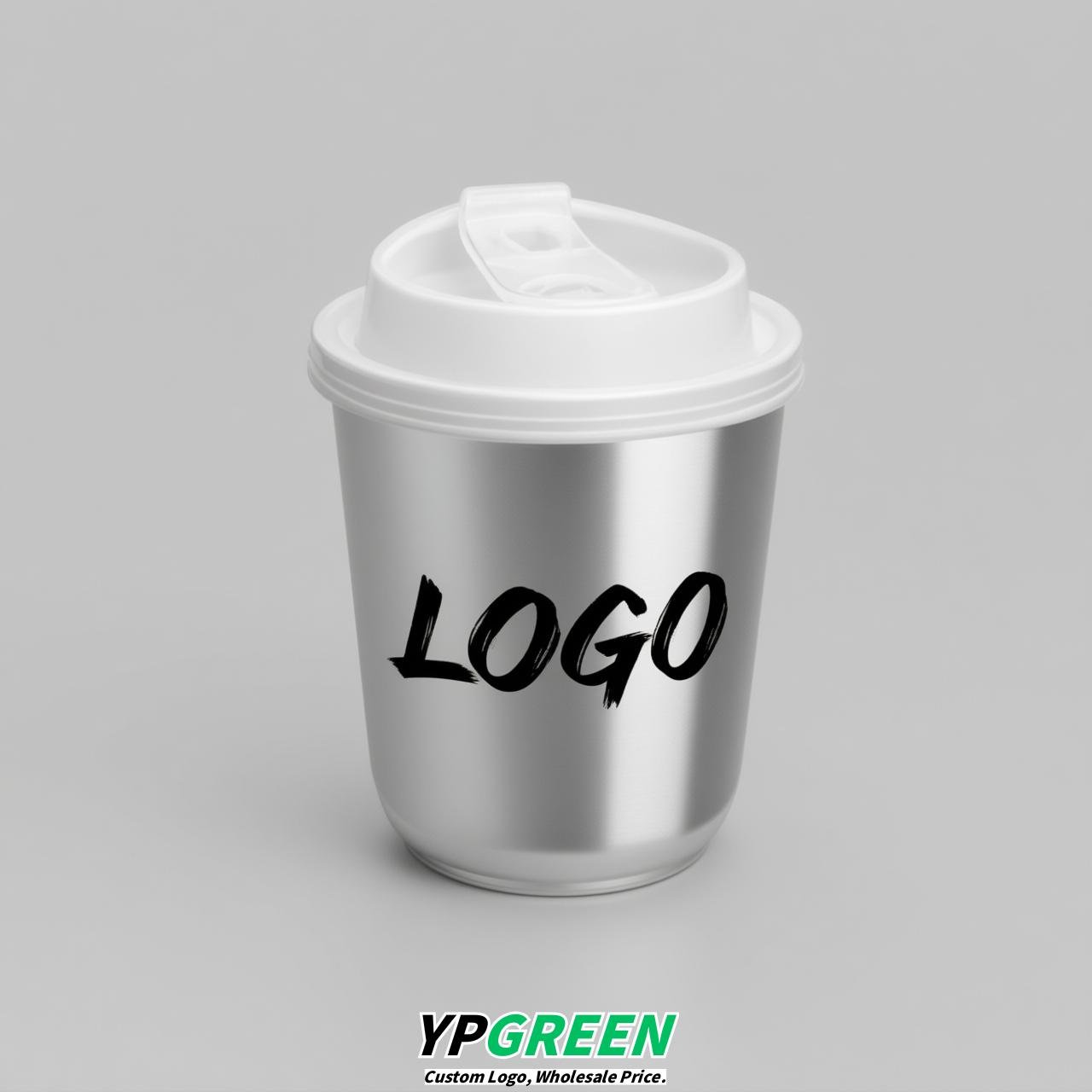 Silver U Shape Cups with Lid - Custom Logo PP & PET Plastic Disposable