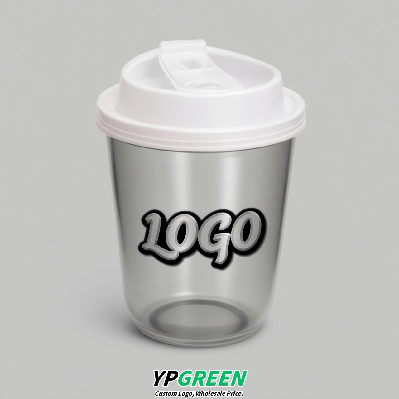 Silver U Shape Cups with Lid - Custom Logo PP & PET Plastic Disposable