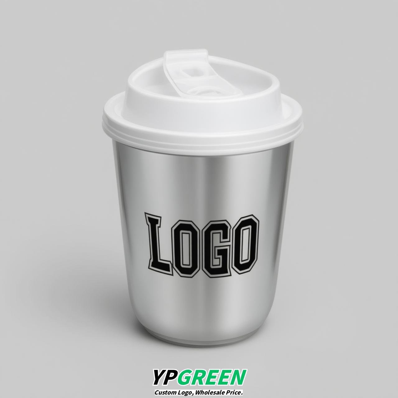 Silver U Shape Cups with Lid - Custom Logo PP & PET Plastic Disposable