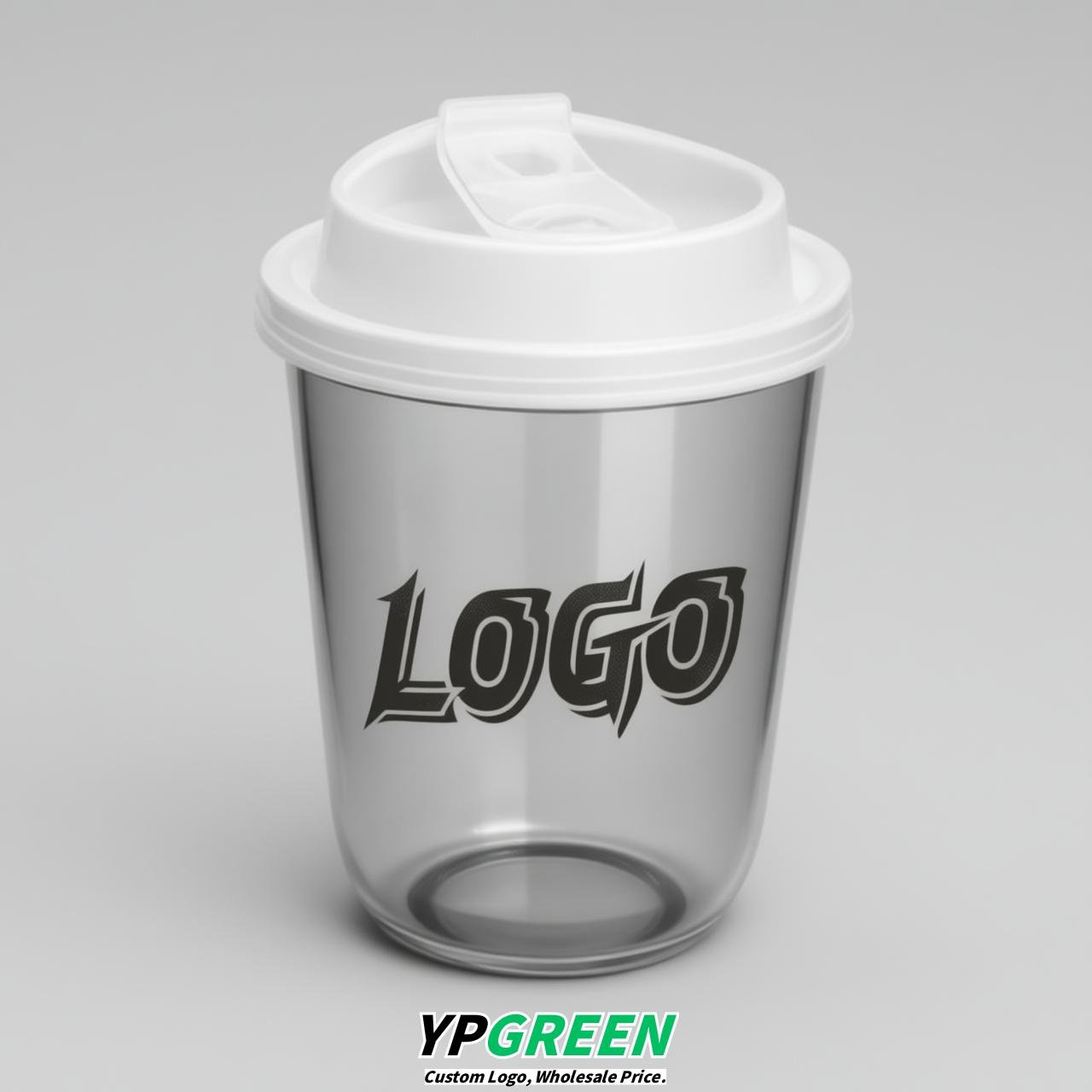 Silver U Shape Cups with Lid - Custom Logo PP & PET Plastic Disposable
