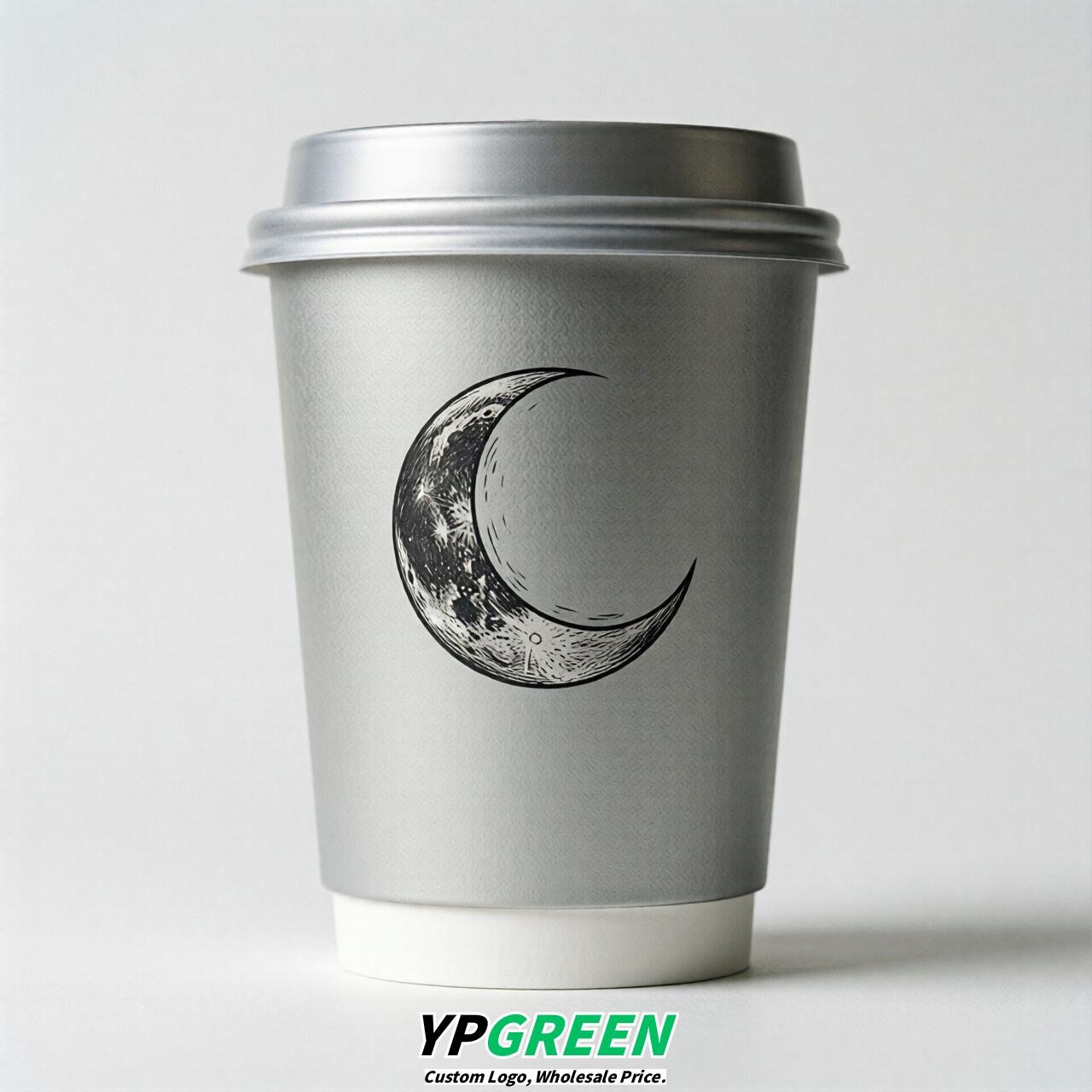 Silver Moon Paper Cups with Lids 8-24oz