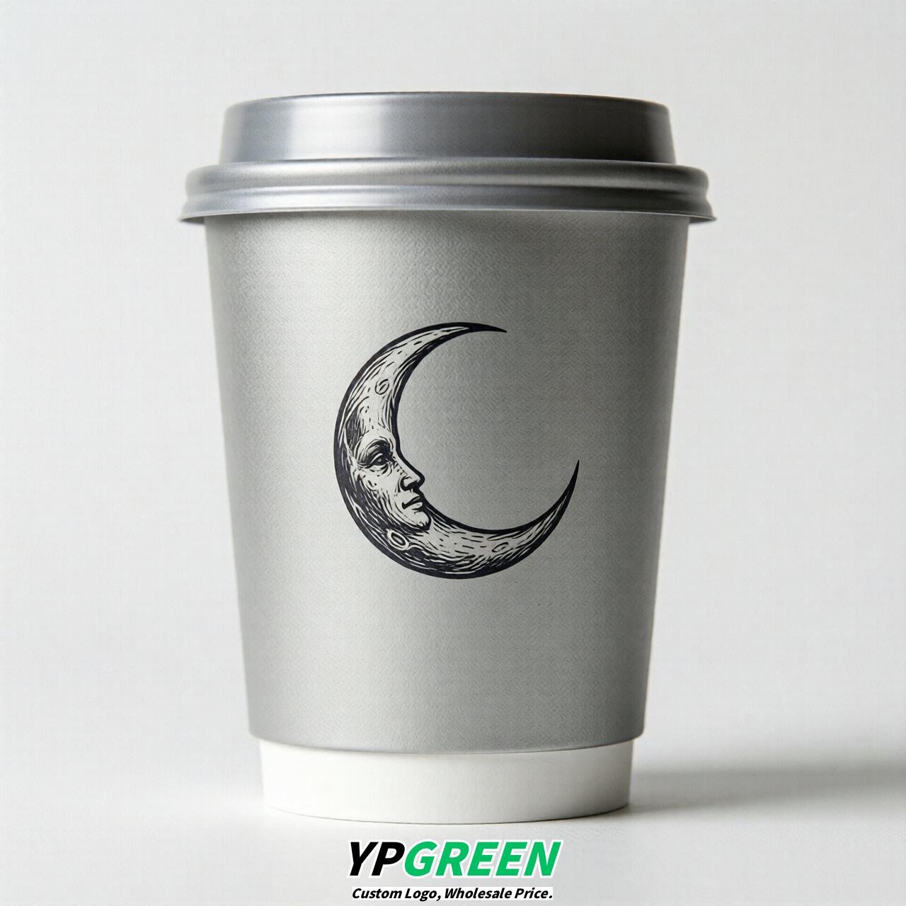 Silver Moon Paper Cups with Lids 8-24oz