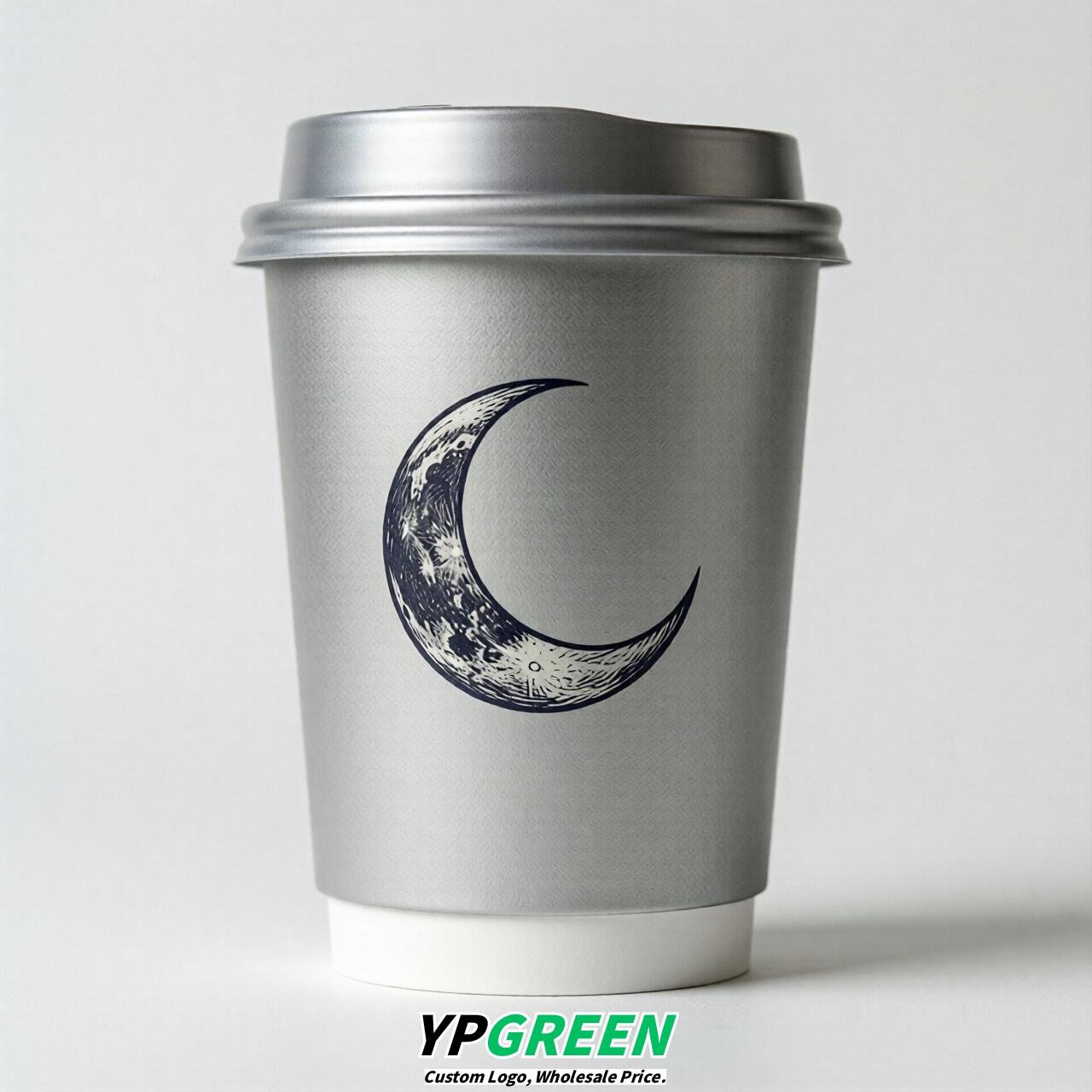 Silver Moon Paper Cups with Lids 8-24oz